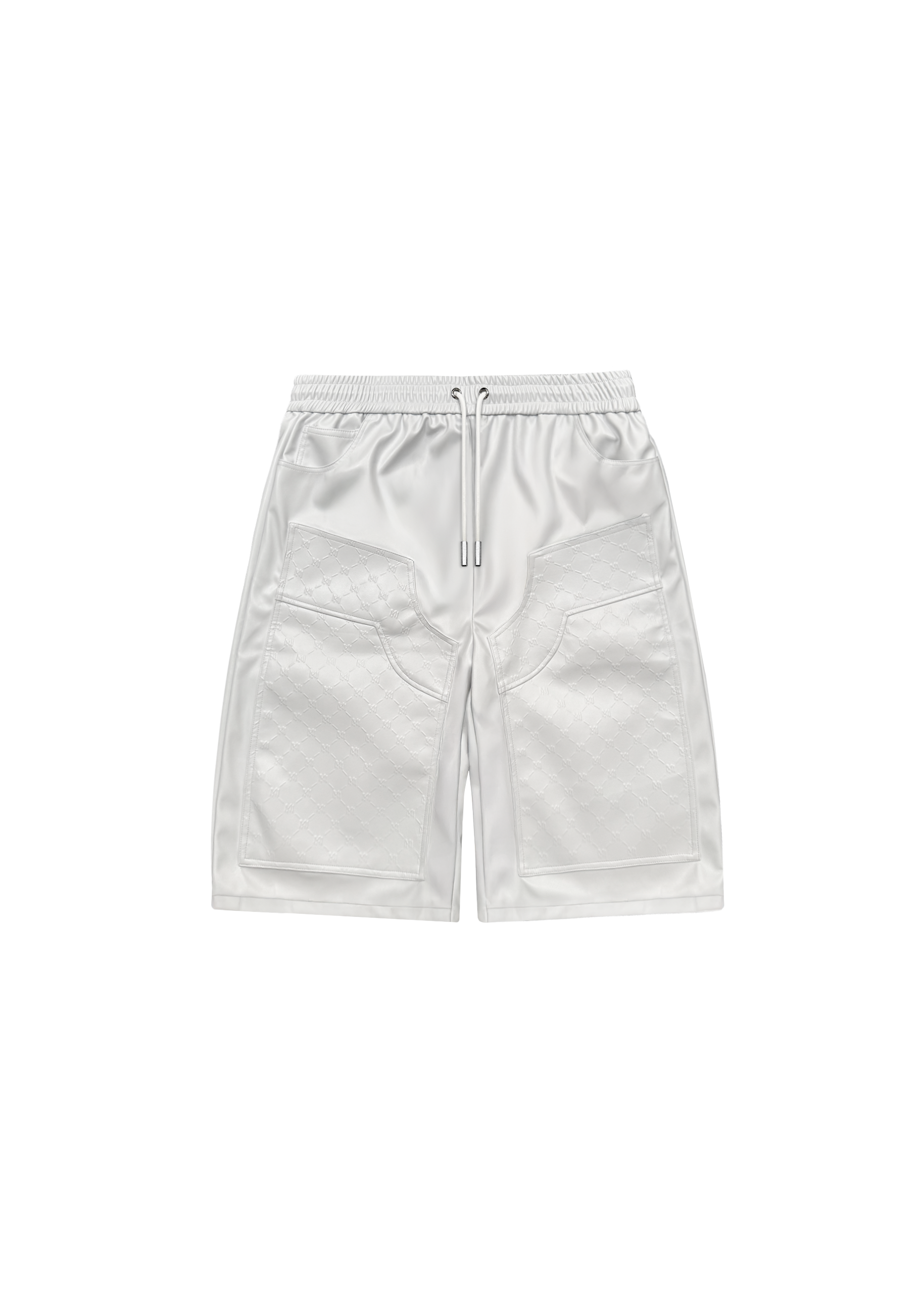 MONOGRAM LEATHER SHORTS in WHITE