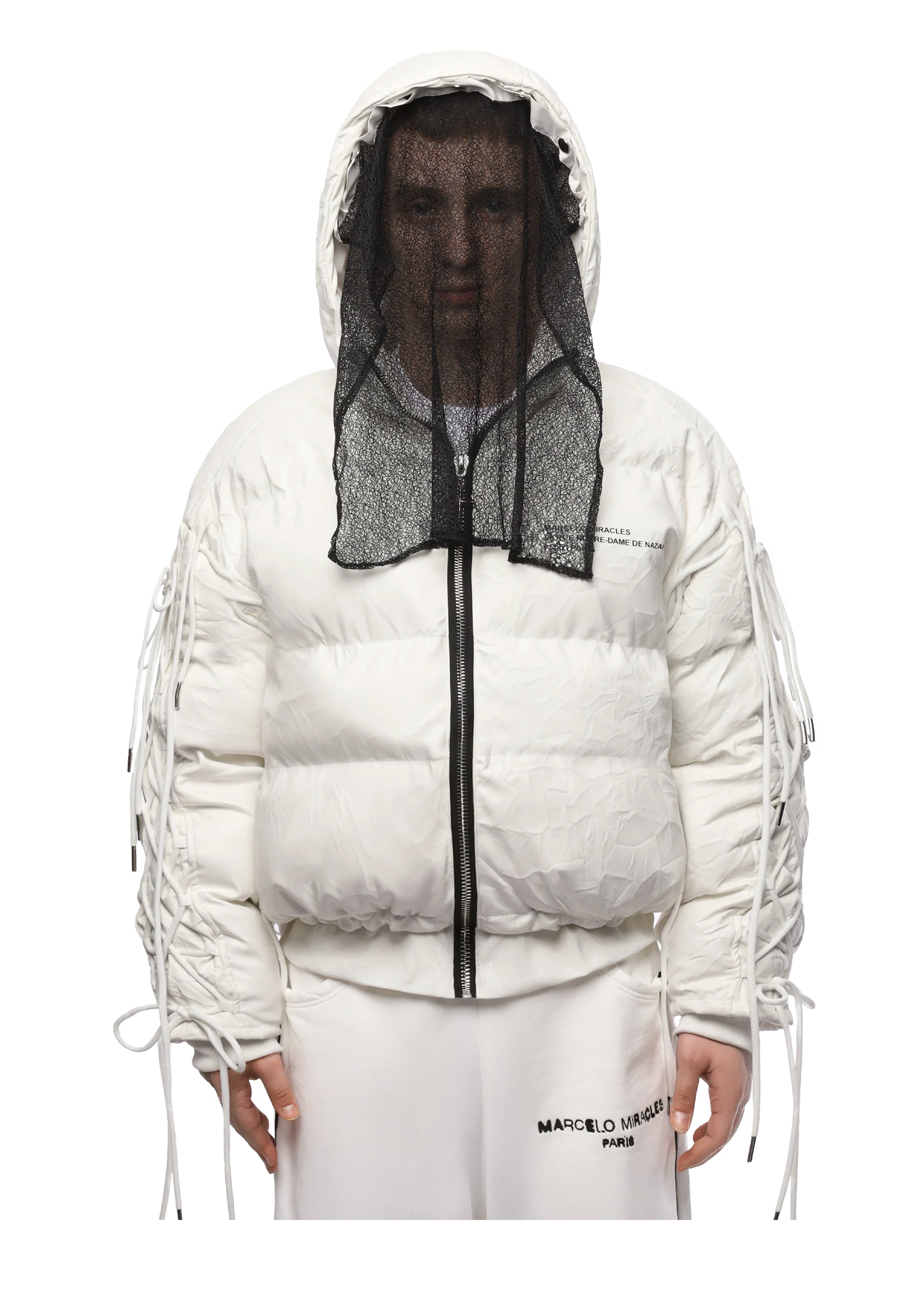 LEATHER PUFFER JACKET in WHITE
