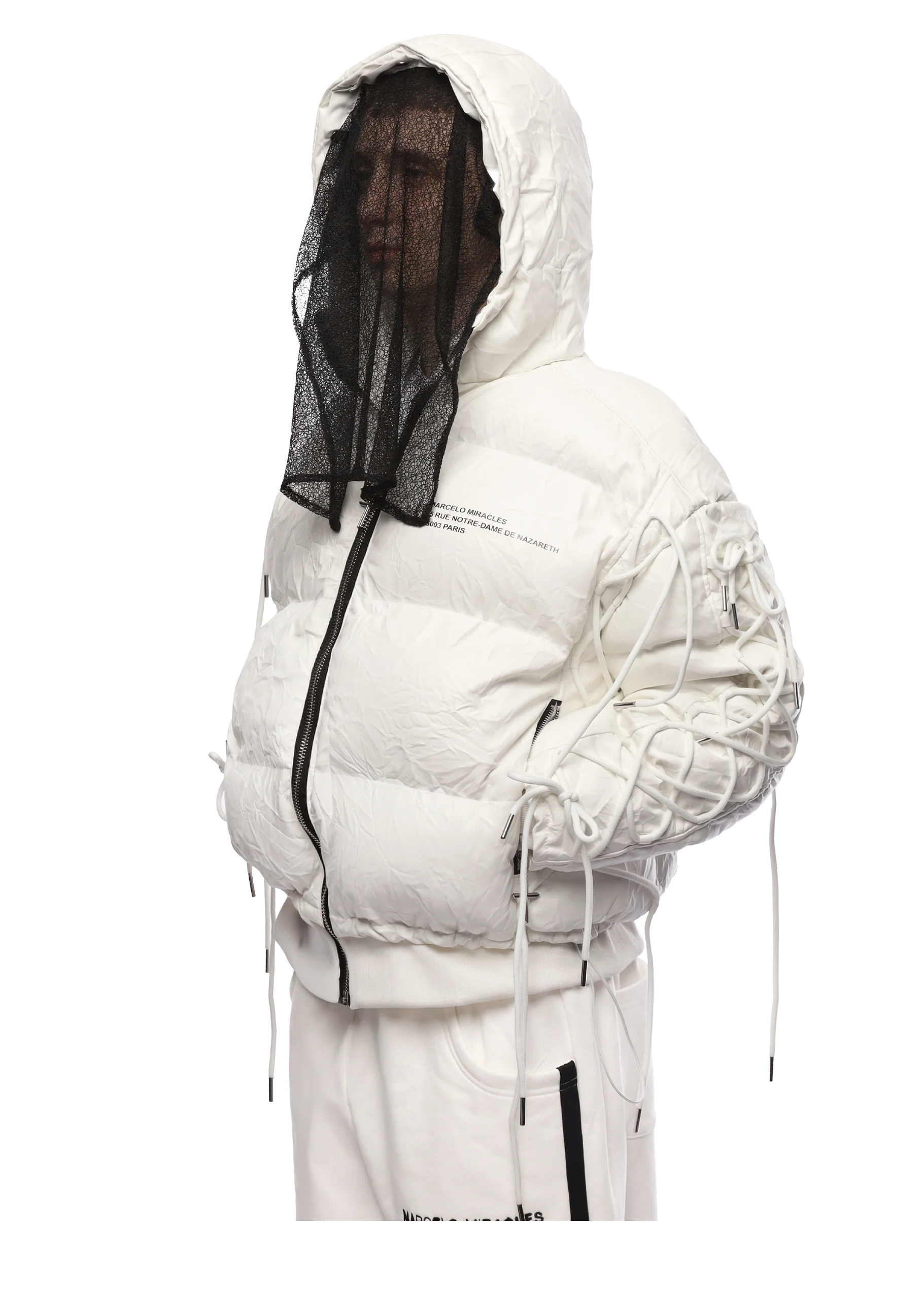 LEATHER PUFFER JACKET in WHITE
