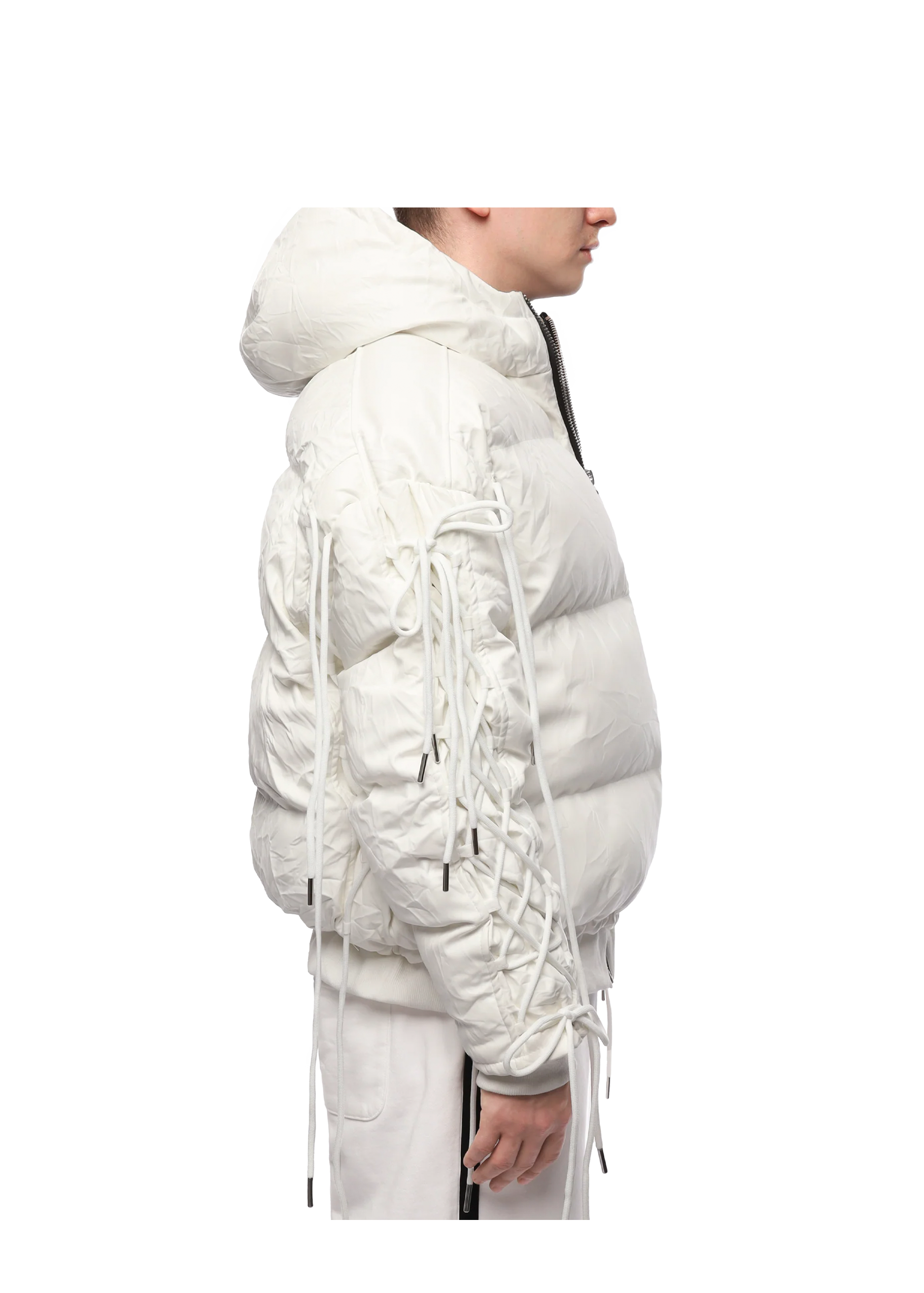 LEATHER PUFFER JACKET in WHITE