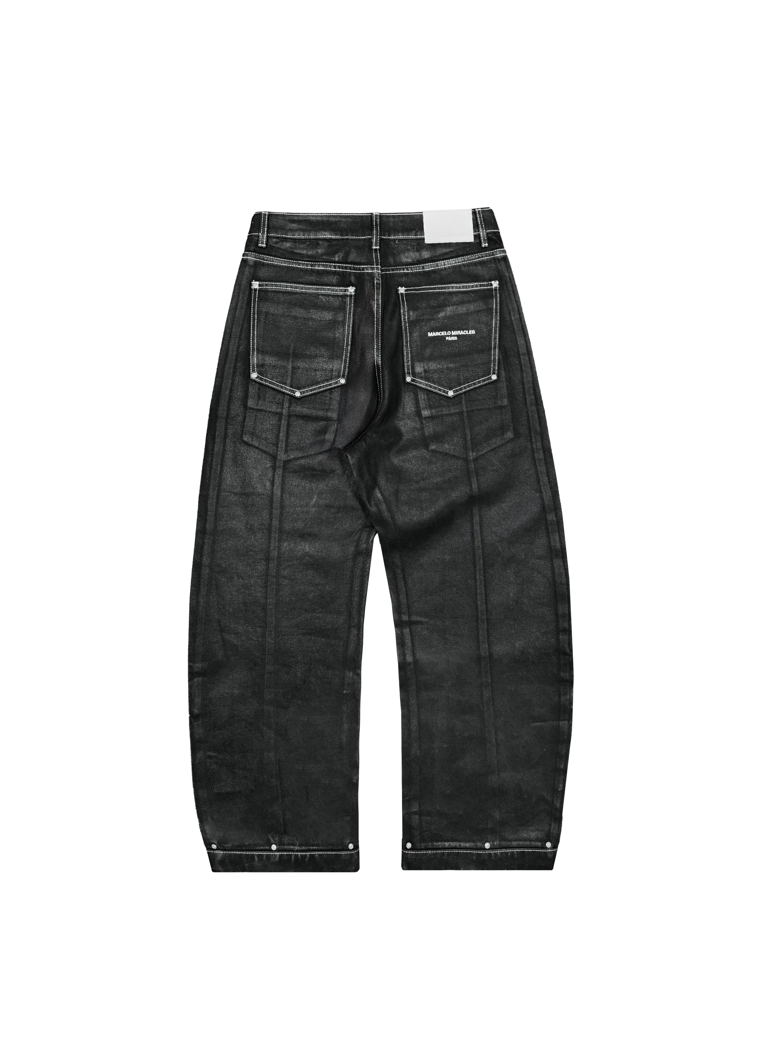 BARREL POCKET DENIM in WAXED BLACK