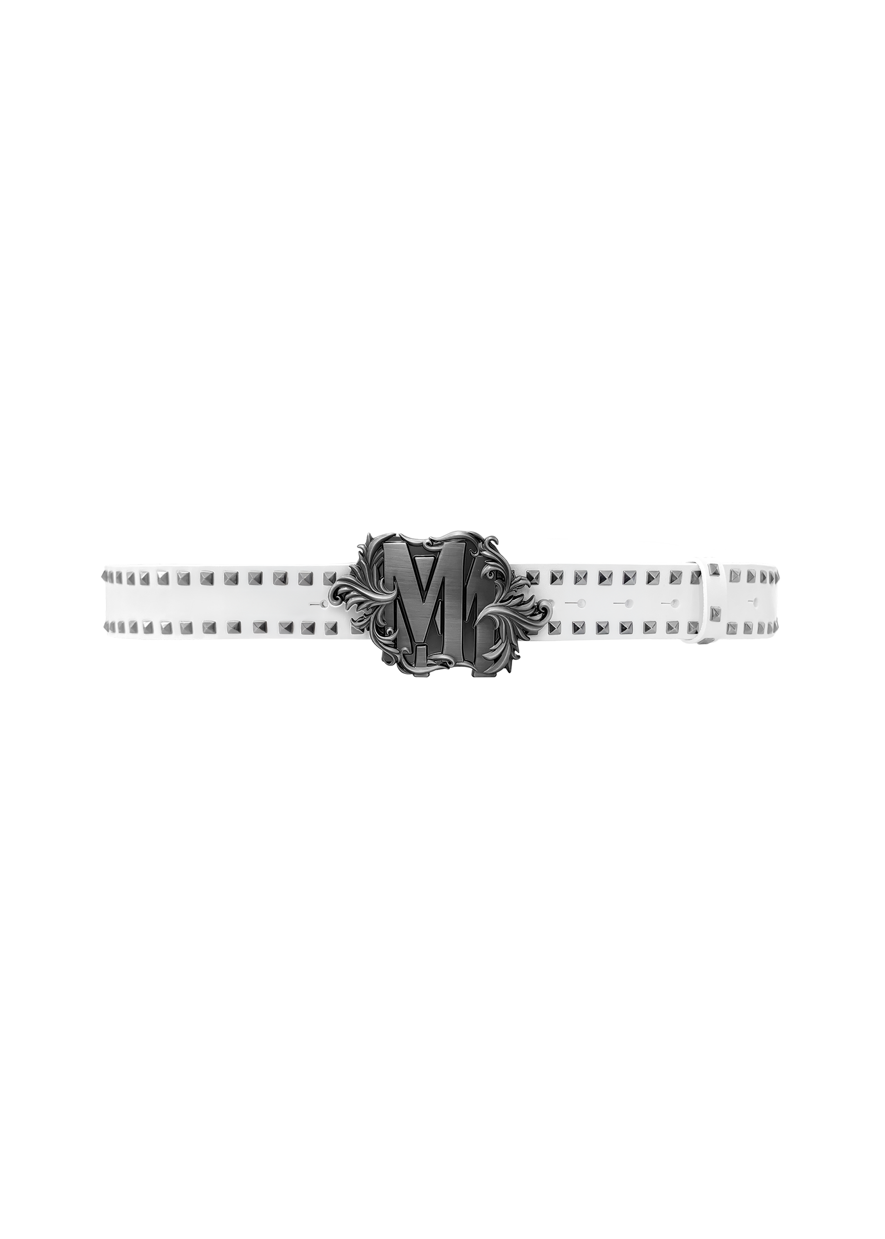 LOGO BUCKLE BELT in WHITE