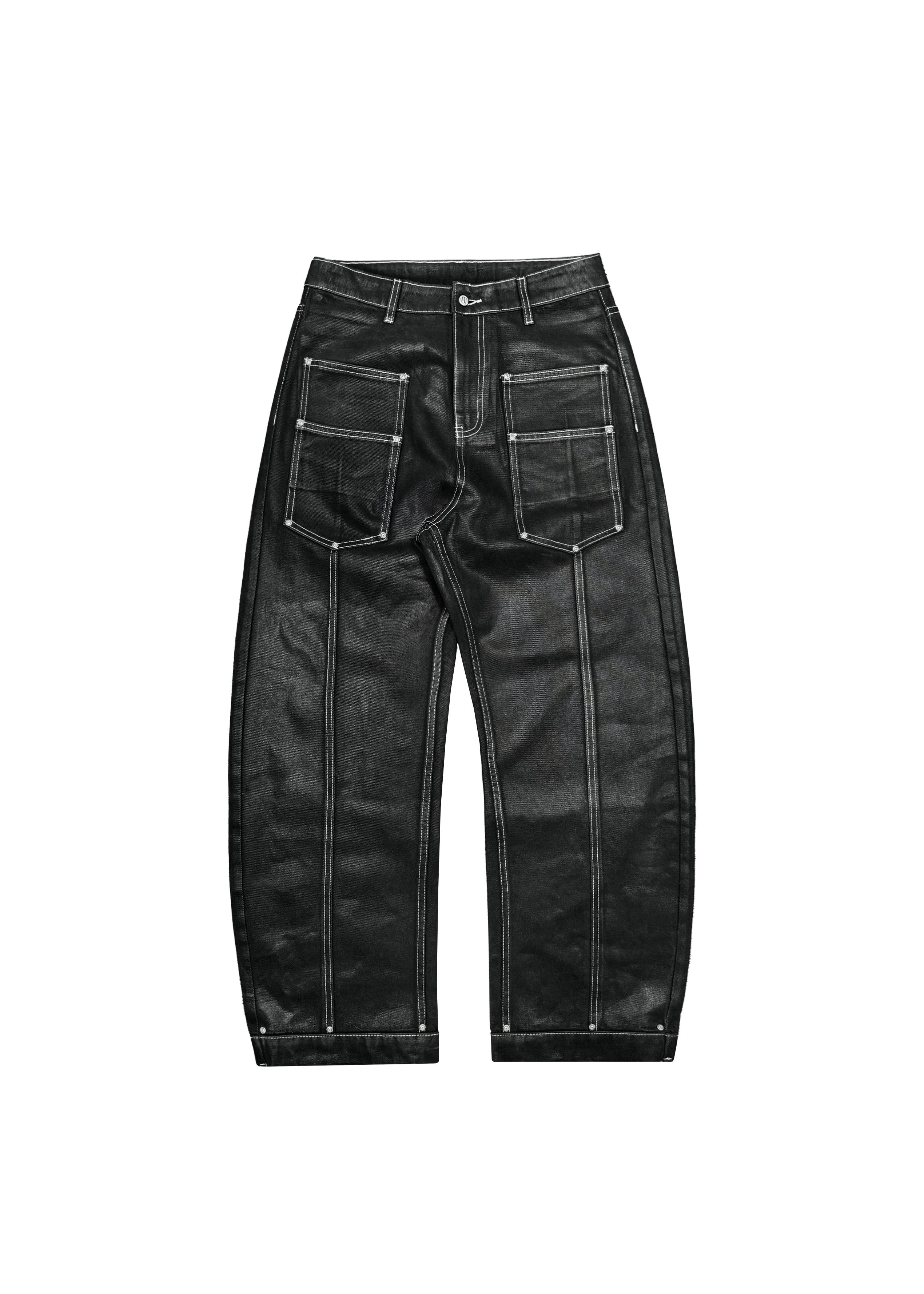 BARREL POCKET DENIM in WAXED BLACK