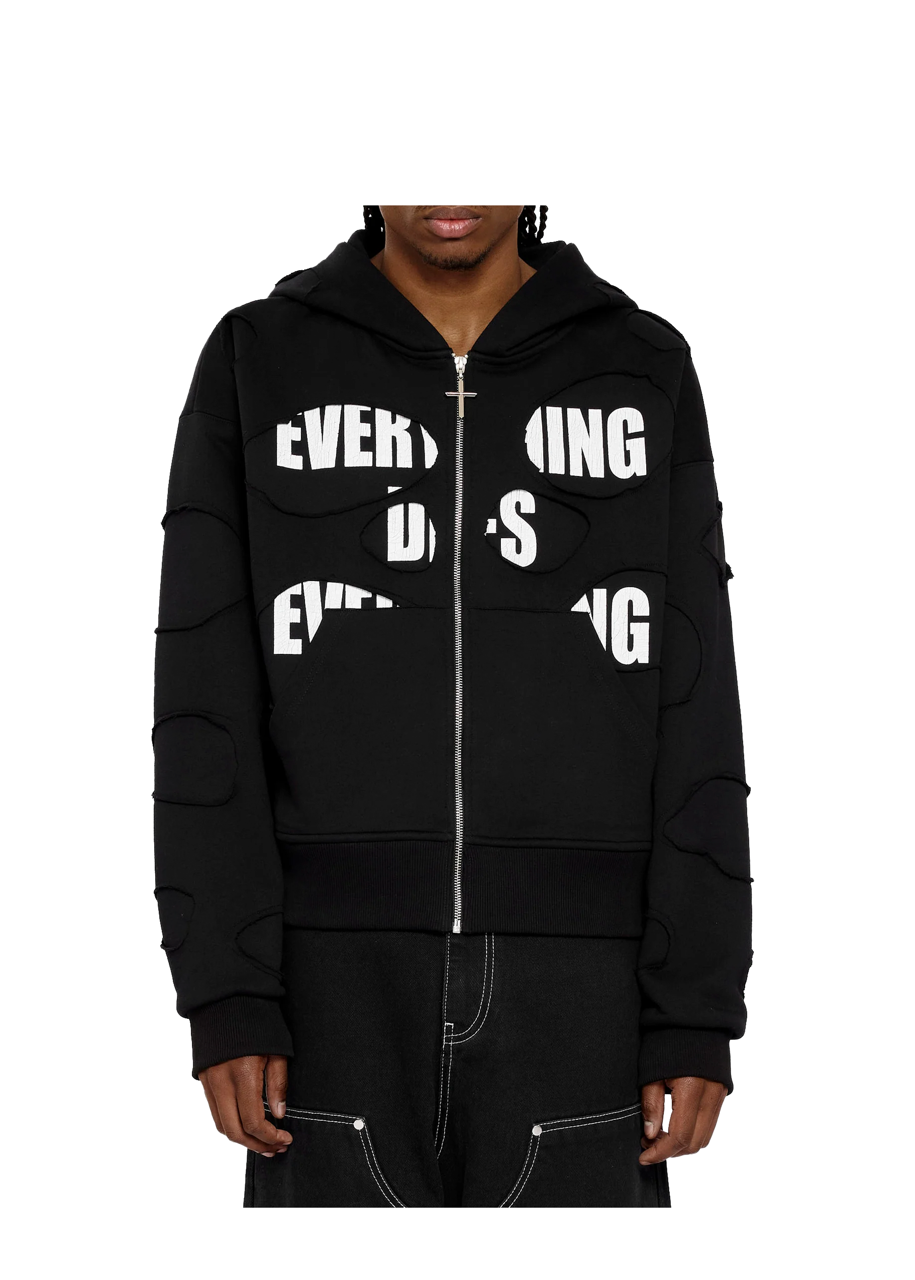 EDEC LAYERED ZIP-HOODIE in BLACK