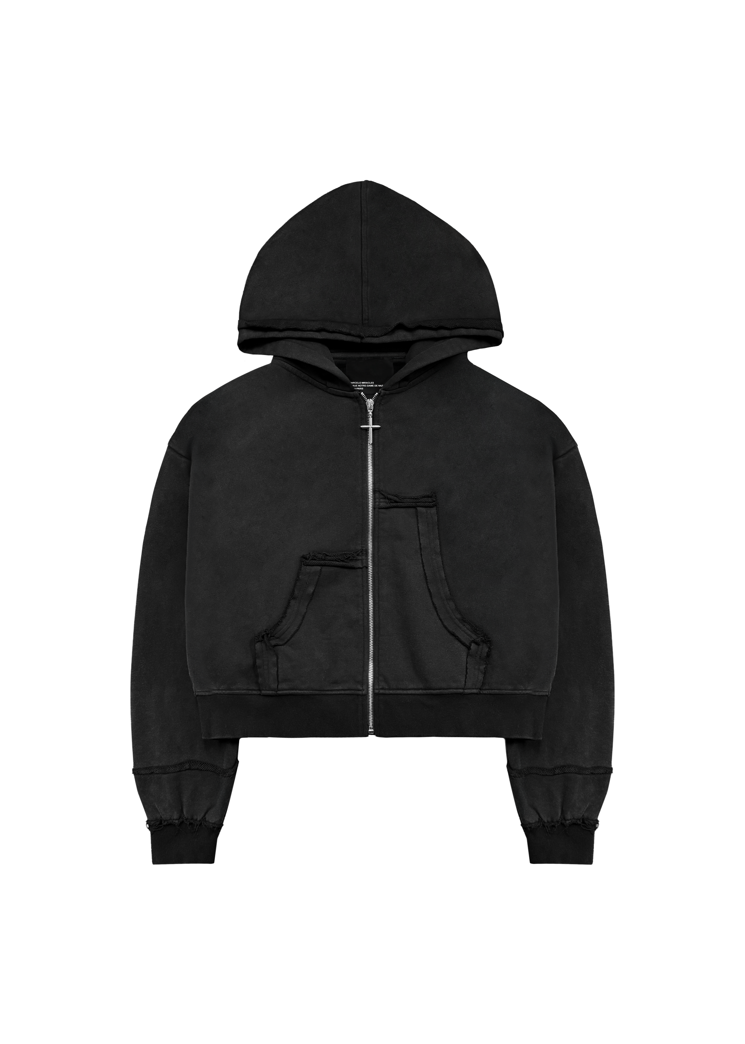 ASYMMETRIC ZIP-HOODIE in WASHED BLACK
