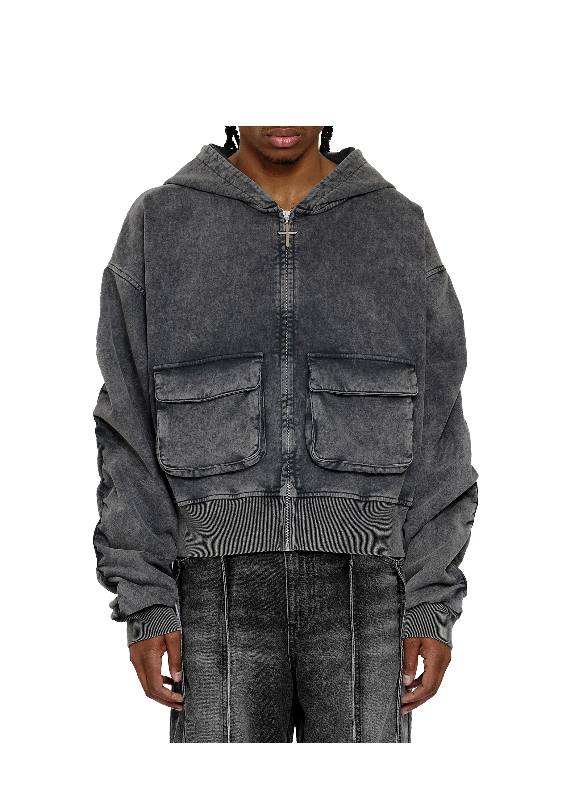 HARMONY ZIP-HOODIE in WASHED GREY