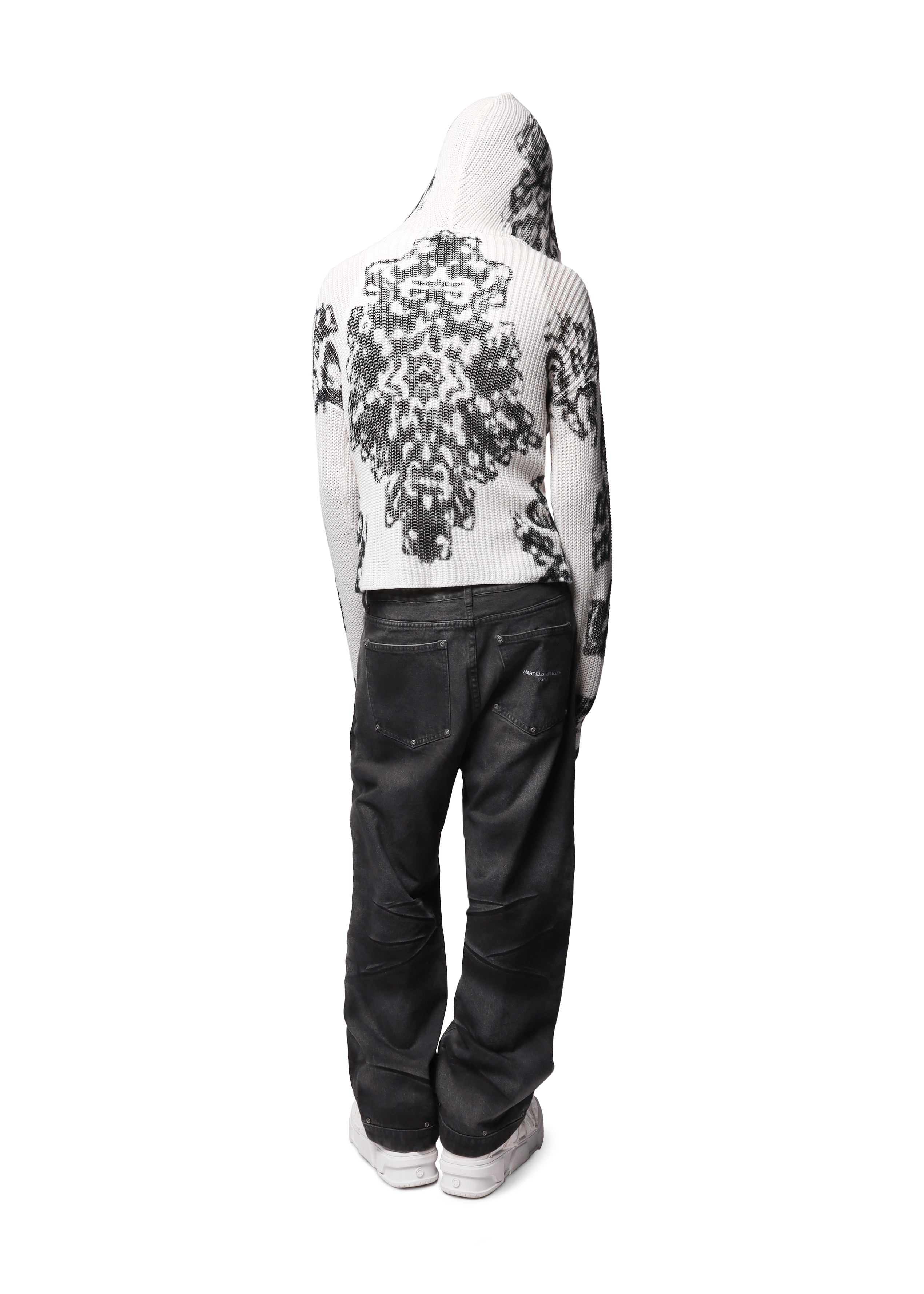 RUG KNITTED ZIP-HOODIE in WHITE