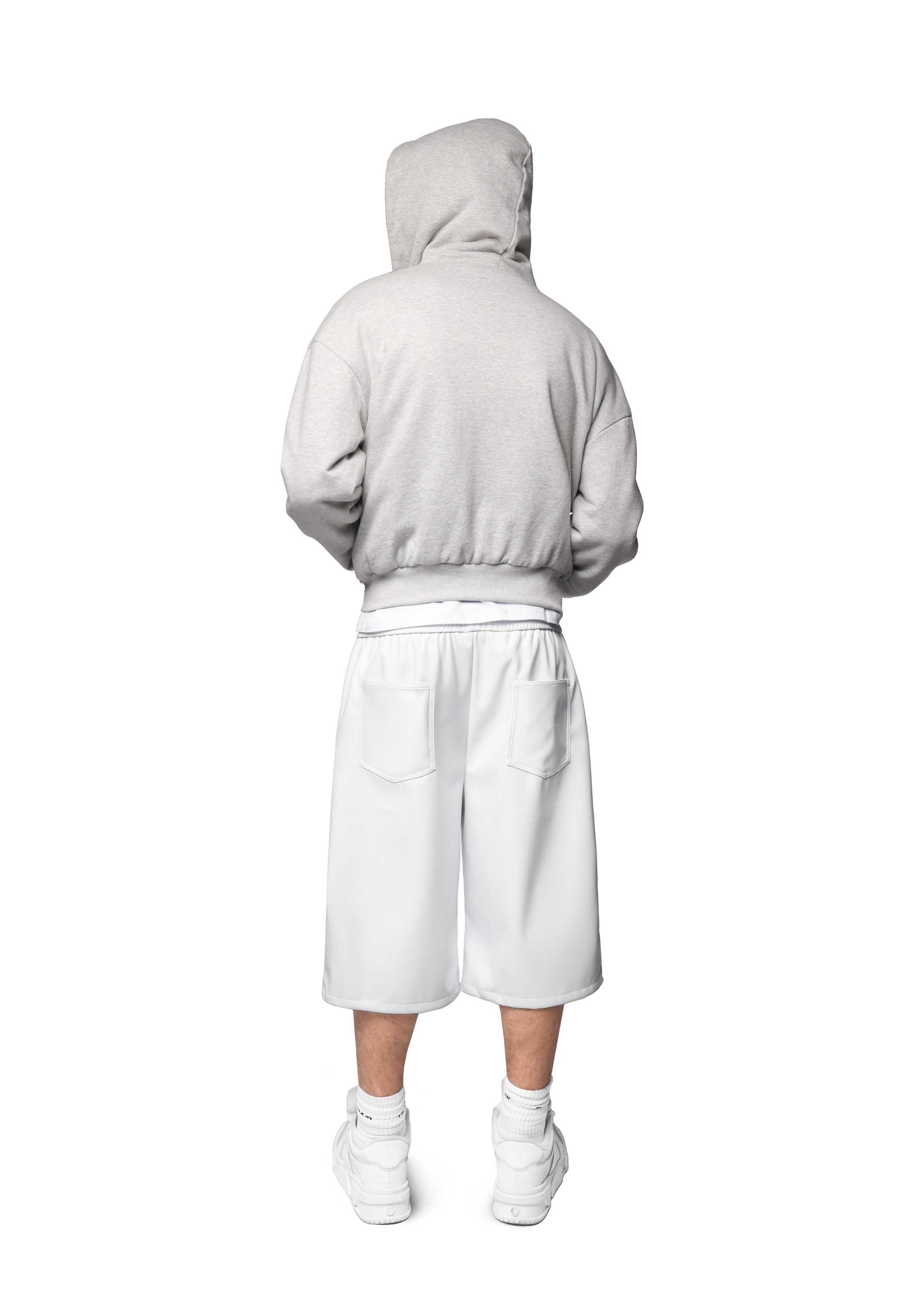 MONOGRAM LEATHER SHORTS in WHITE