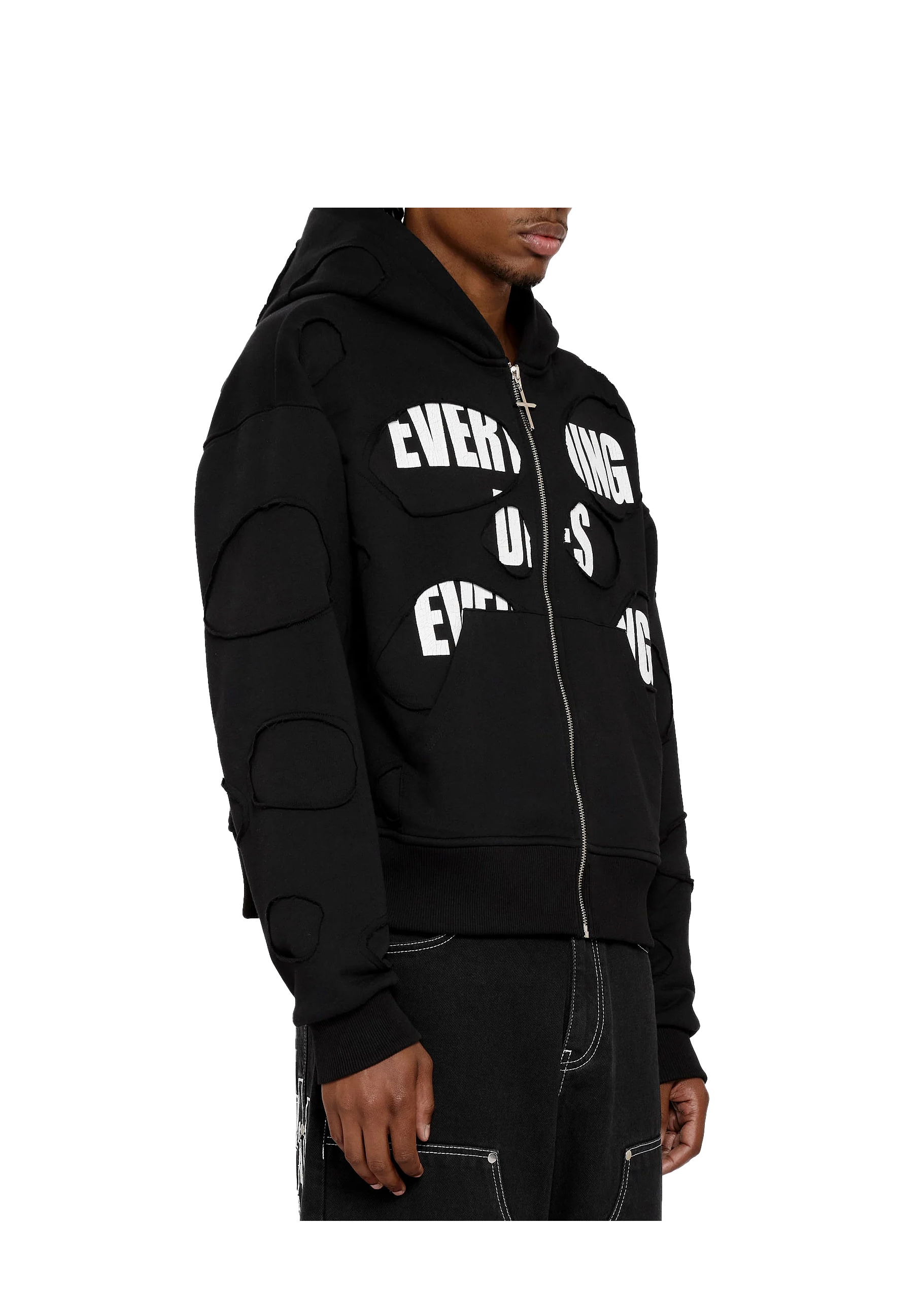 EDEC LAYERED ZIP-HOODIE in BLACK