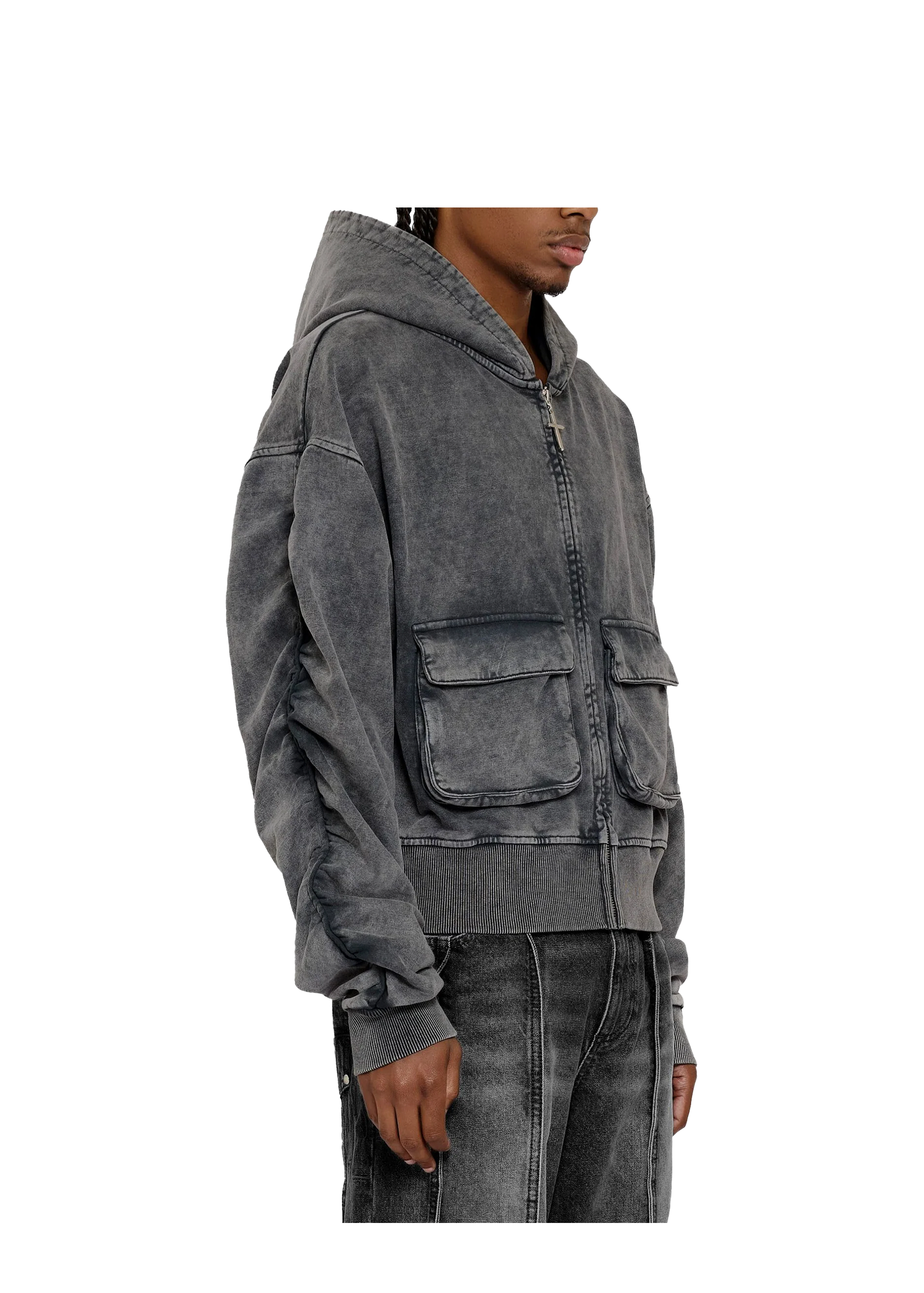 HARMONY ZIP-HOODIE in WASHED GREY