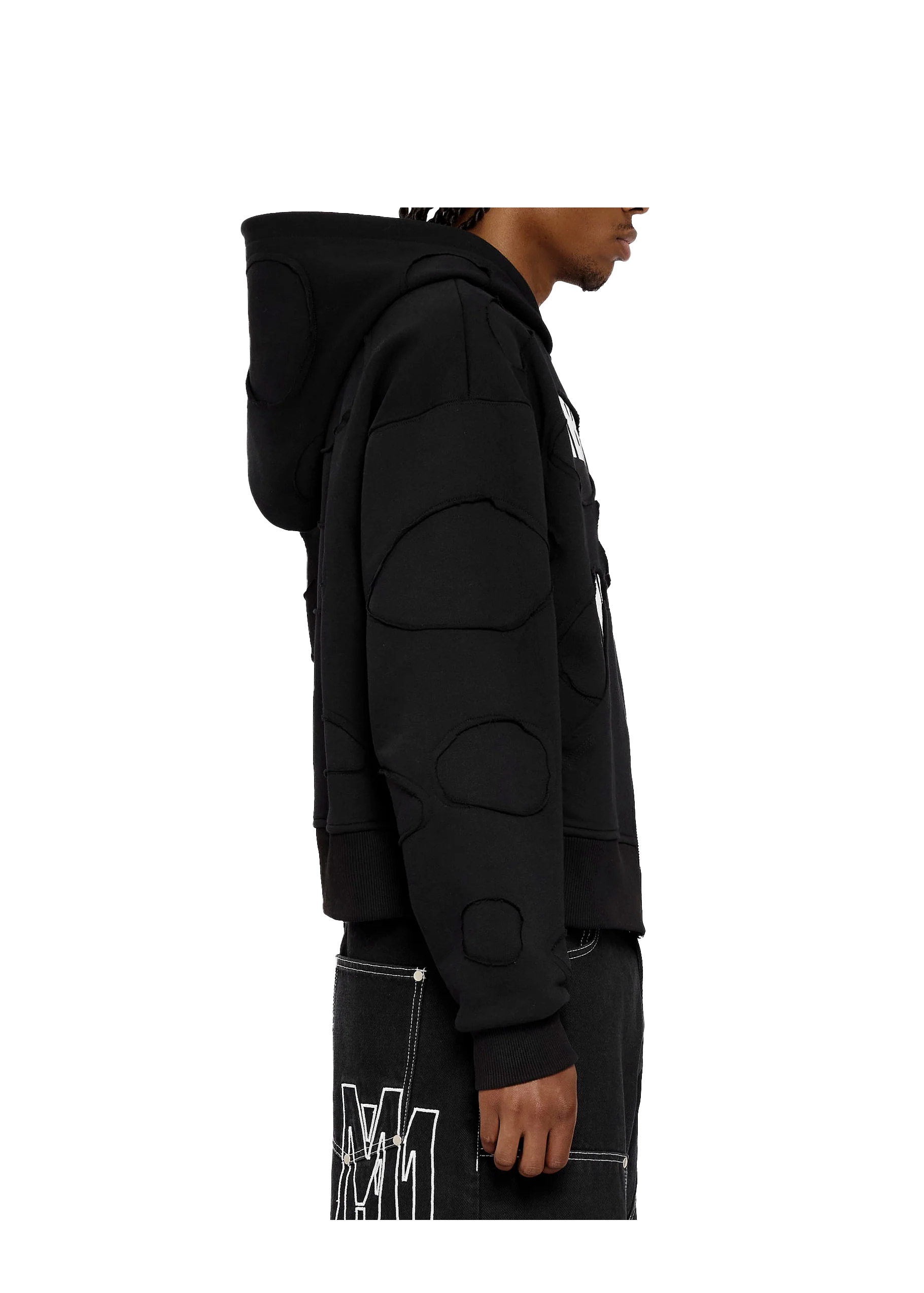 EDEC LAYERED ZIP-HOODIE in BLACK
