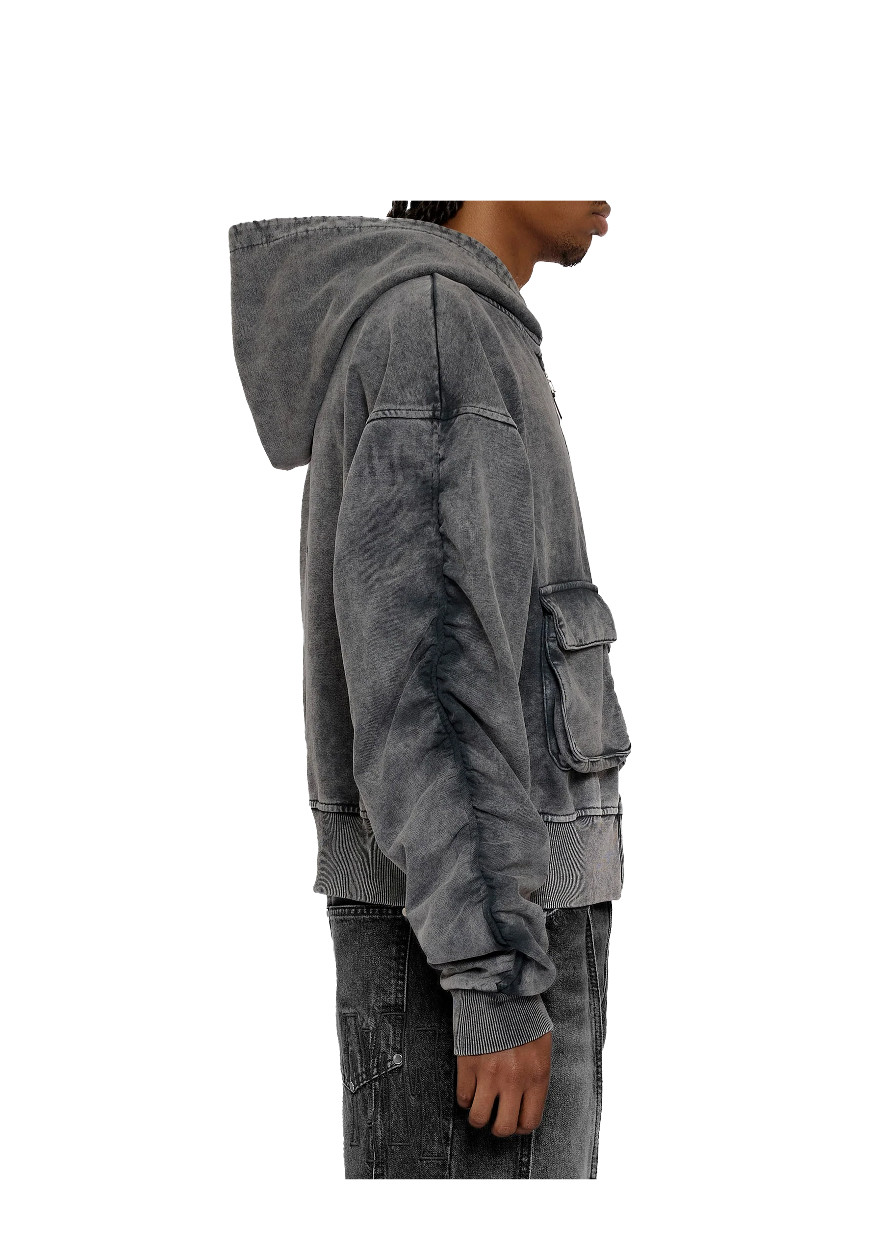 HARMONY ZIP-HOODIE in WASHED GREY