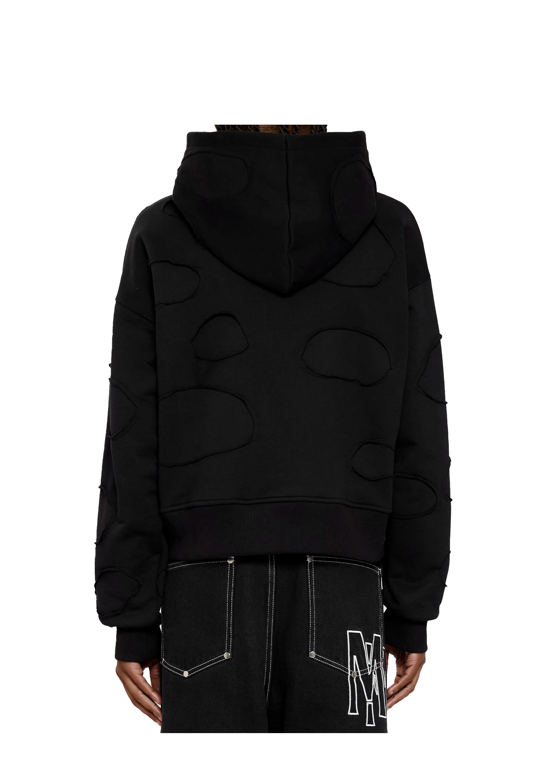 EDEC LAYERED ZIP-HOODIE in BLACK