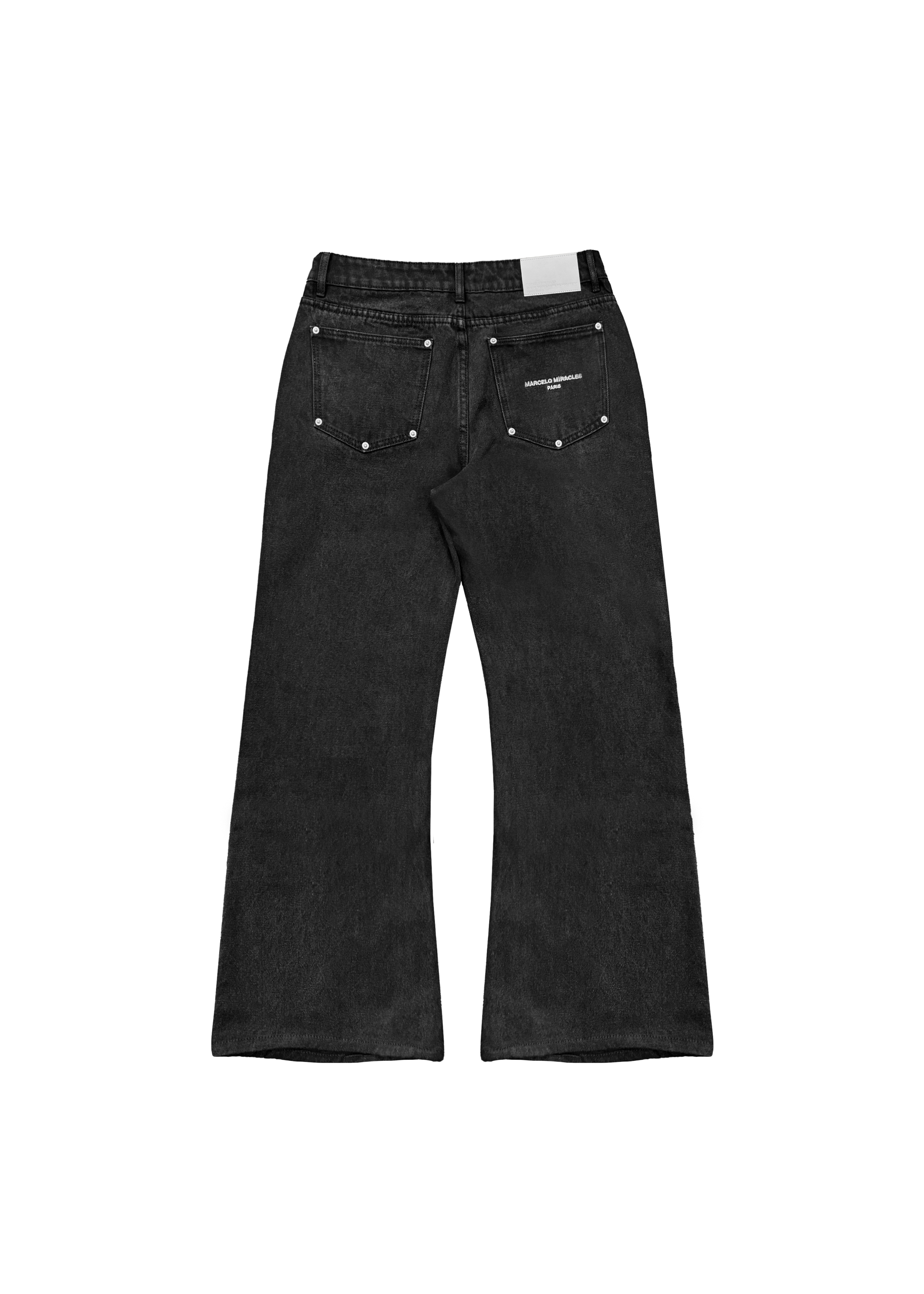 FLARED CROSS CHARM DENIM in BLACK