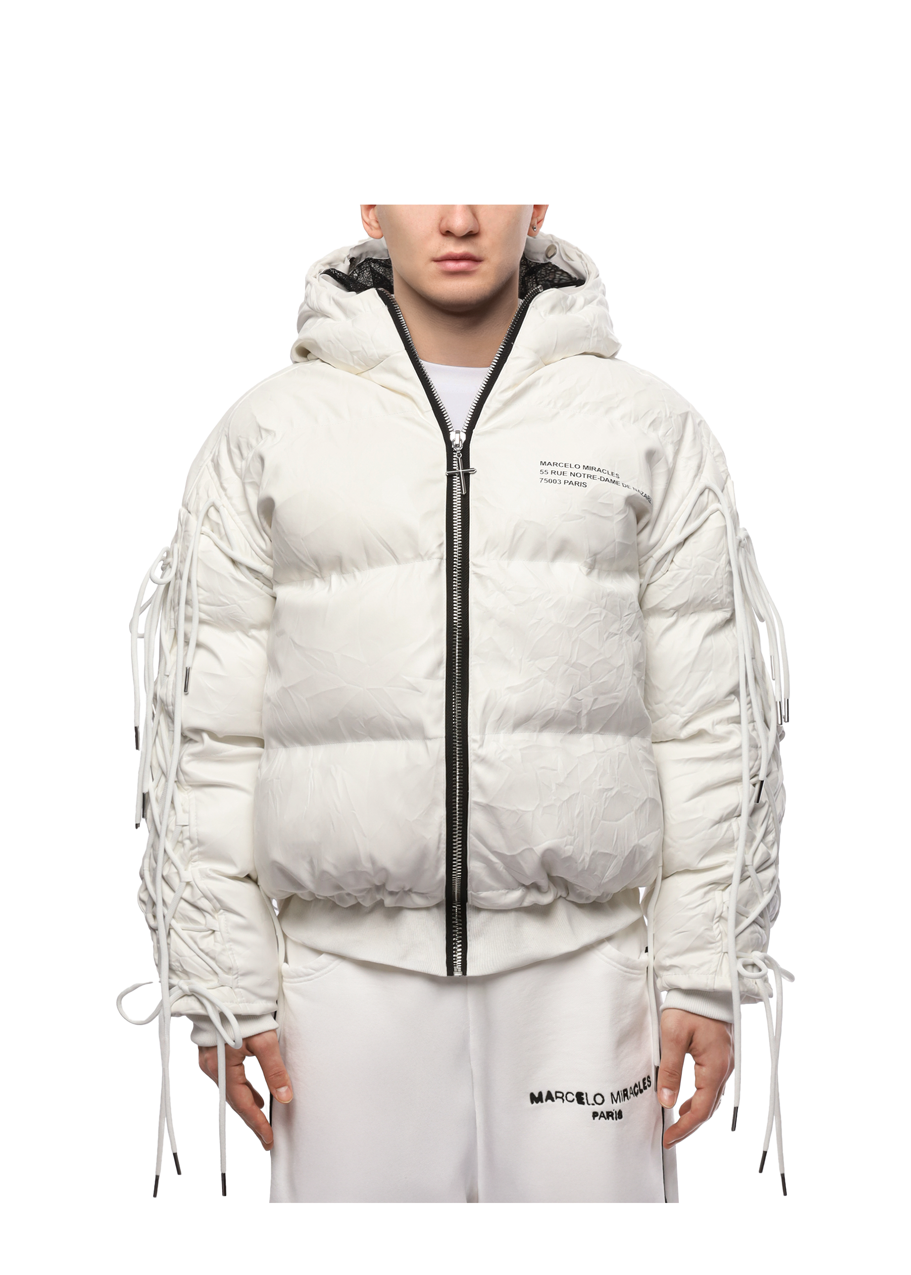 LEATHER PUFFER JACKET in WHITE