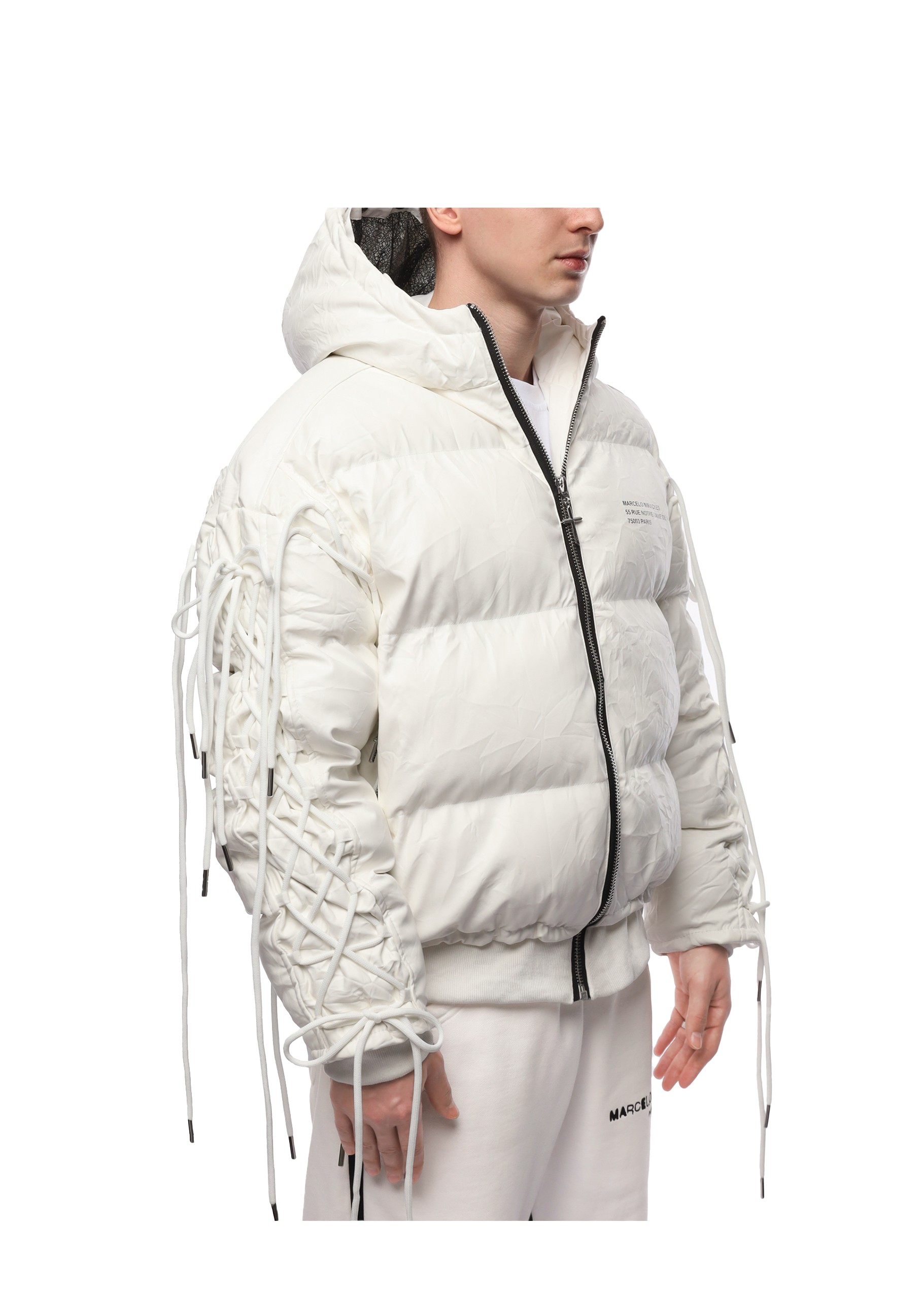 LEATHER PUFFER JACKET in WHITE