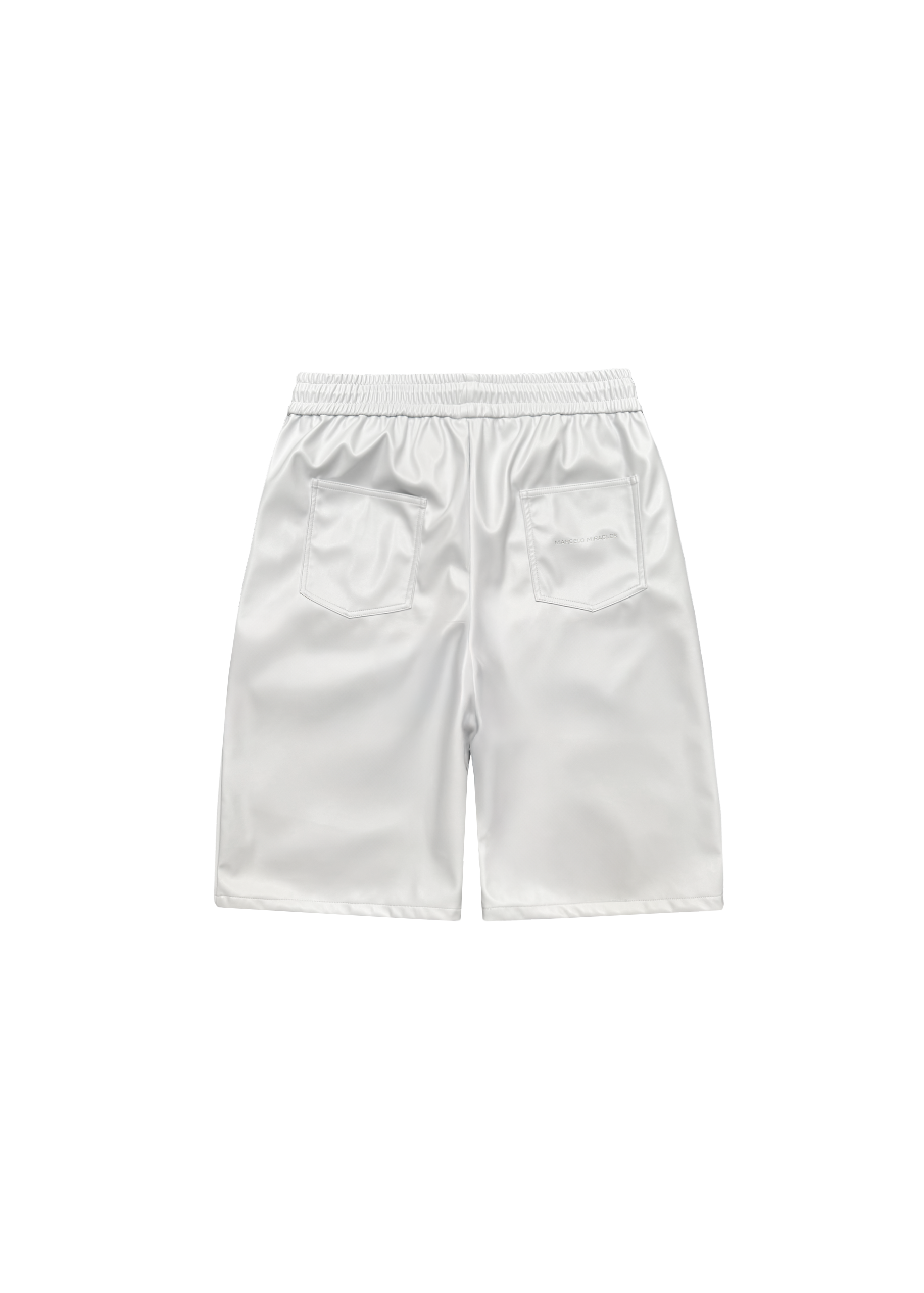 MONOGRAM LEATHER SHORTS in WHITE
