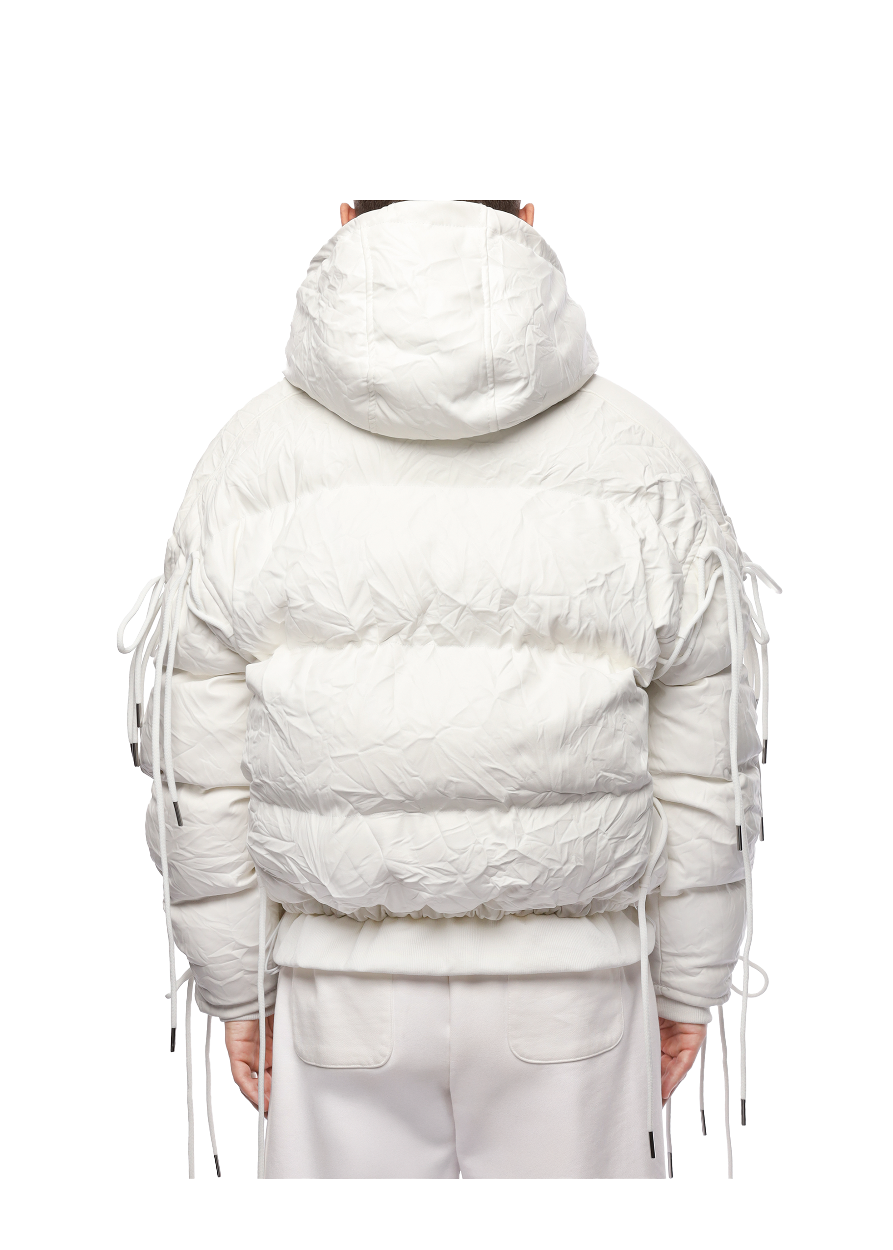 LEATHER PUFFER JACKET in WHITE