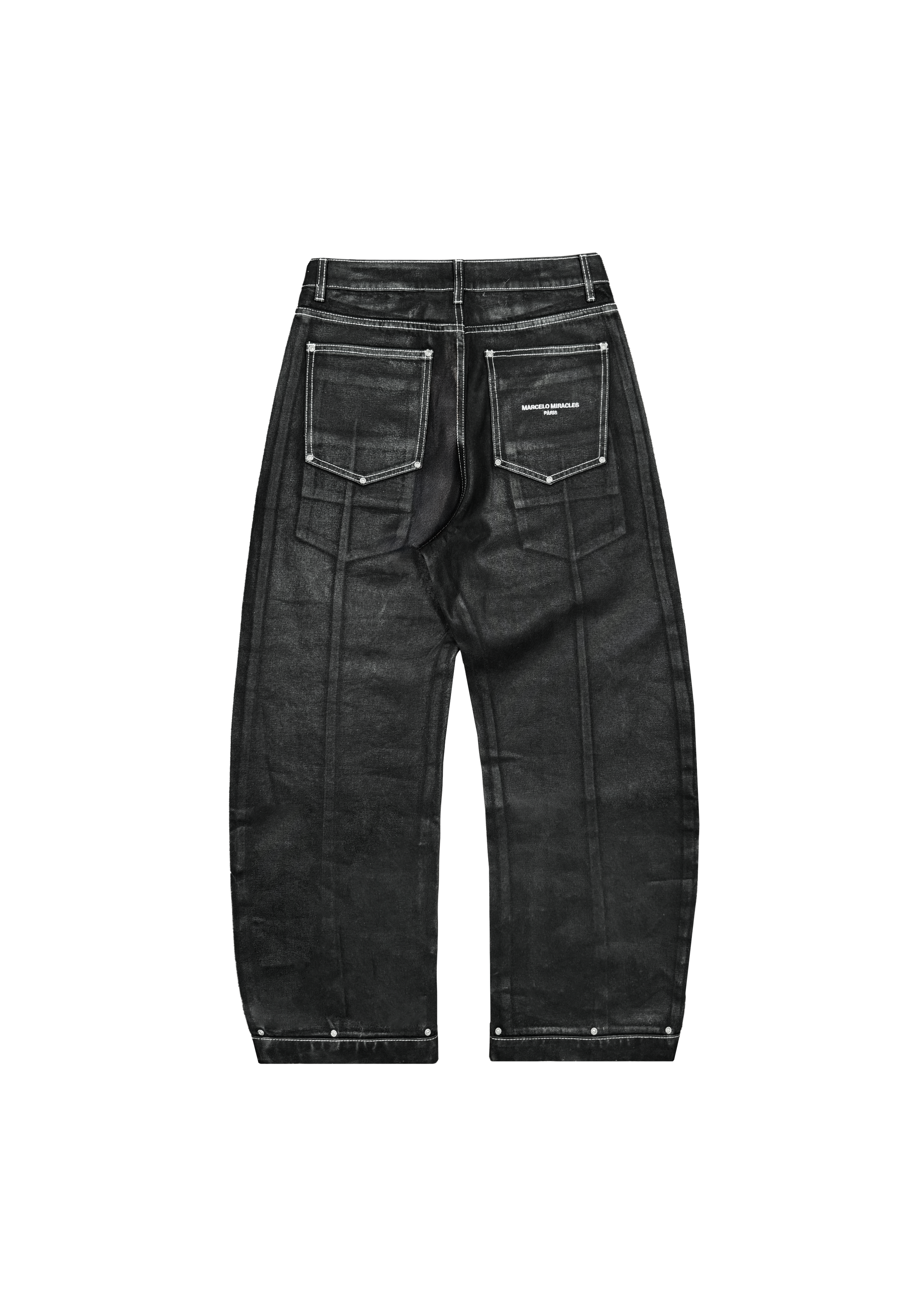 BARREL POCKET DENIM in WAXED BLACK