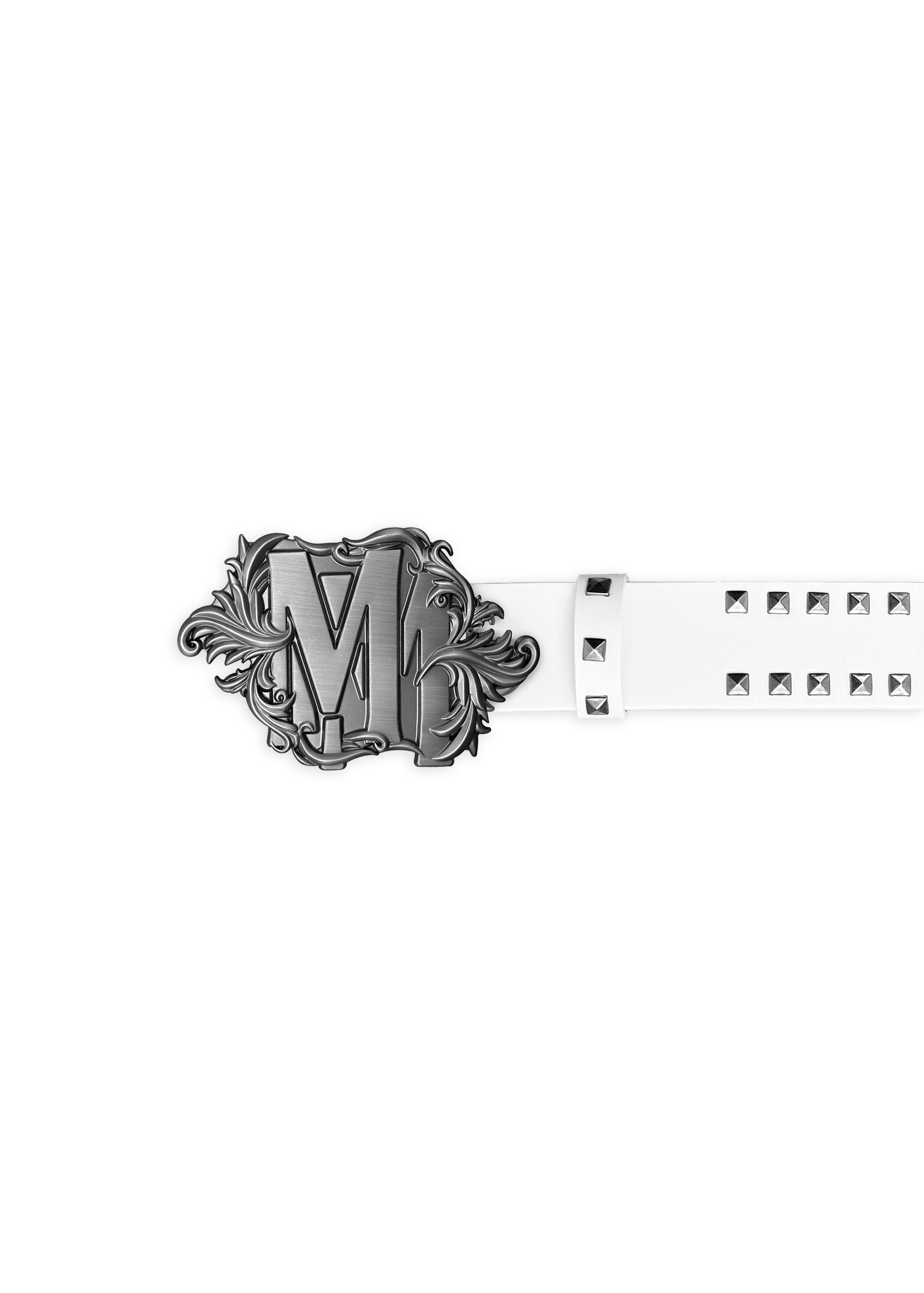 LOGO BUCKLE BELT in WHITE