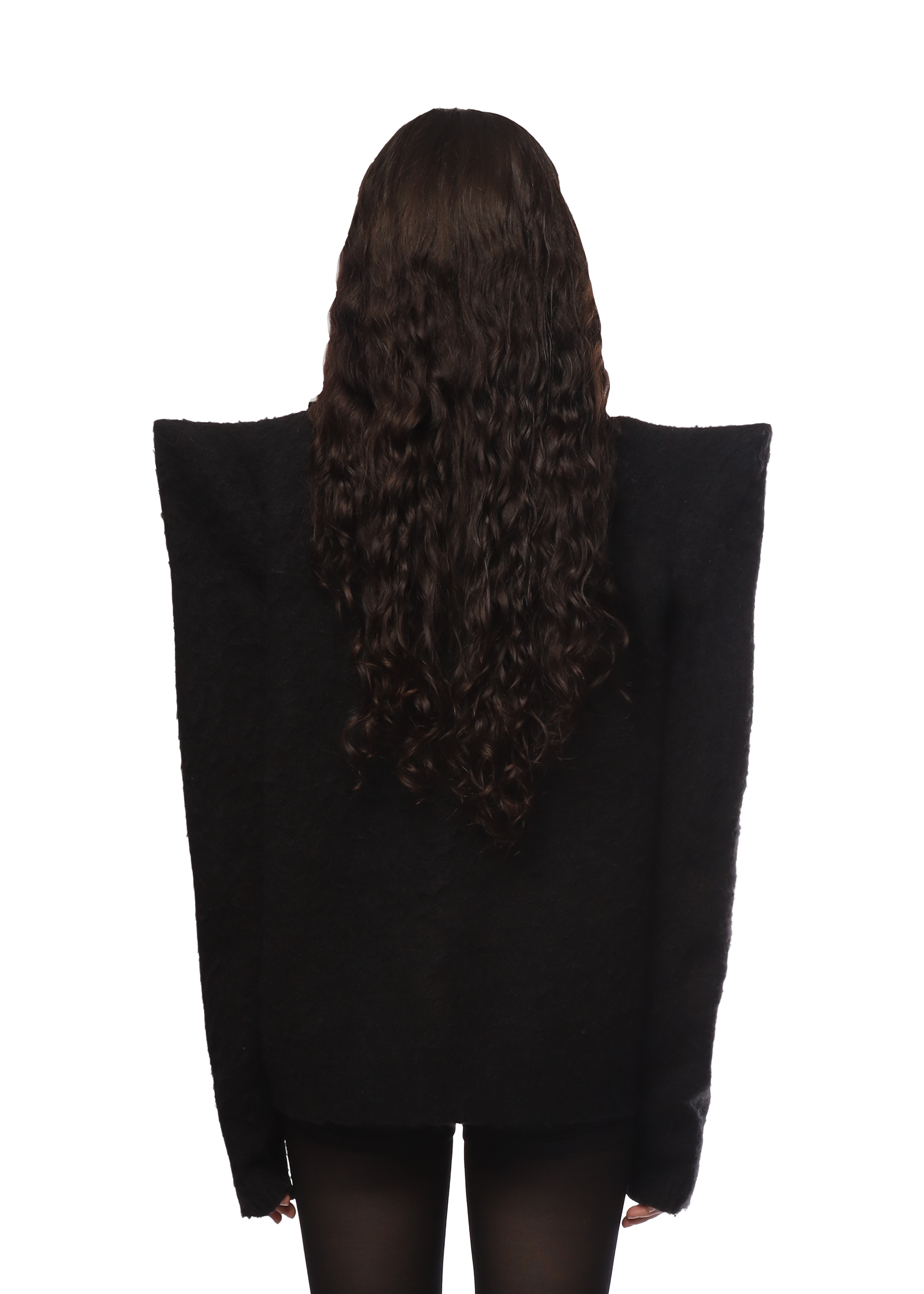 EGO SHOULDER PAD CARDIGAN in BLACK