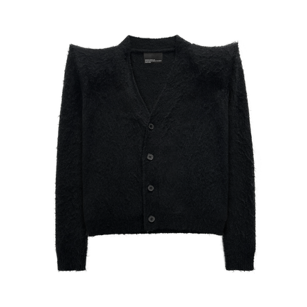 EGO SHOULDER PAD CARDIGAN in BLACK