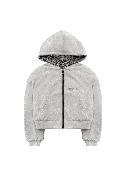 REVERSIBLE FUR ZIP HOODIE in GREY