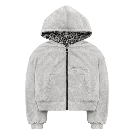 REVERSIBLE FUR ZIP HOODIE in GREY