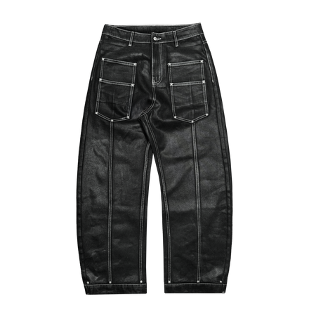 BARREL POCKET DENIM in WAXED BLACK
