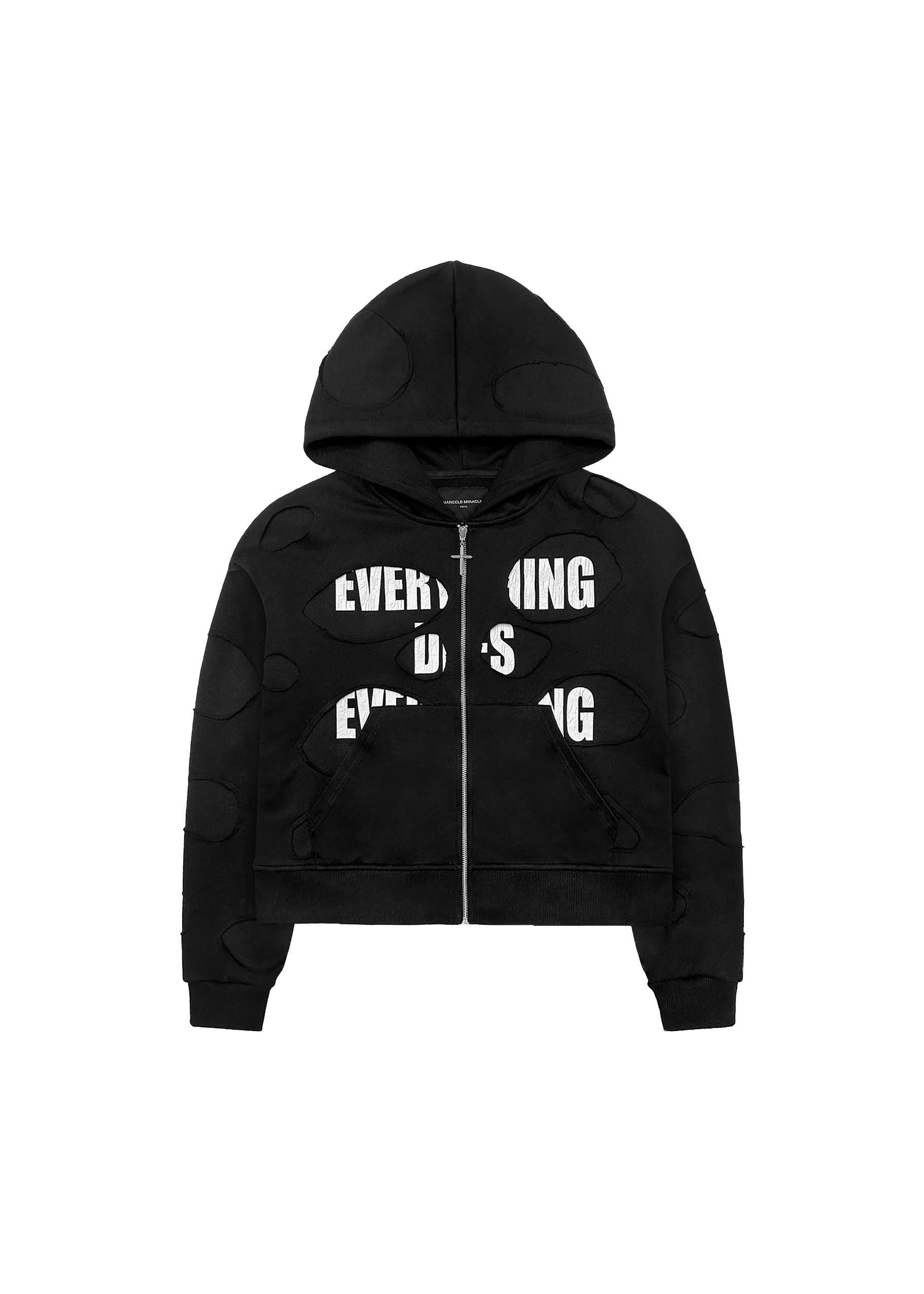 EDEC LAYERED ZIP-HOODIE in BLACK