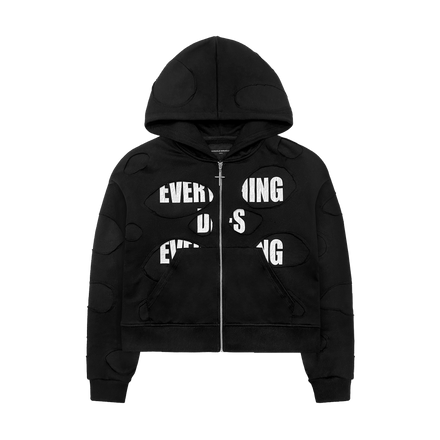 EDEC LAYERED ZIP-HOODIE in BLACK