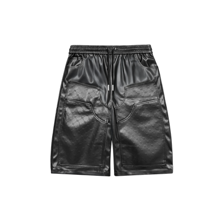 MONOGRAM LEATHER SHORTS in BLACK