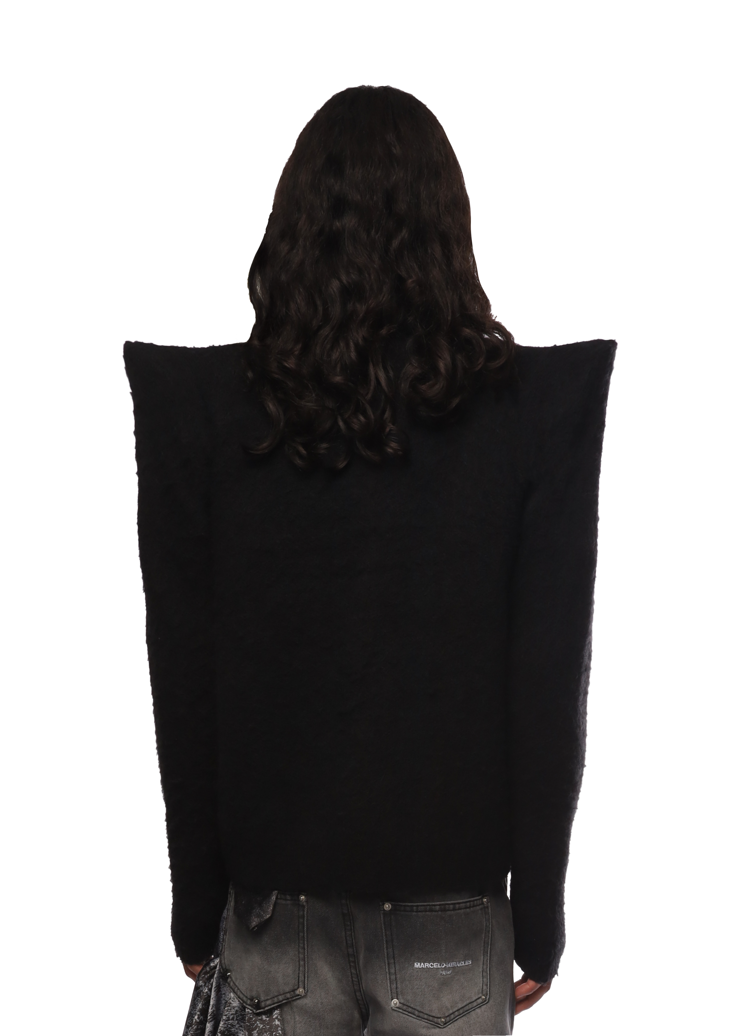 EGO SHOULDER PAD CARDIGAN in BLACK