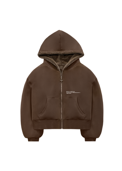 REVERSIBLE FUR ZIP HOODIE in BROWN – marcelo miracles