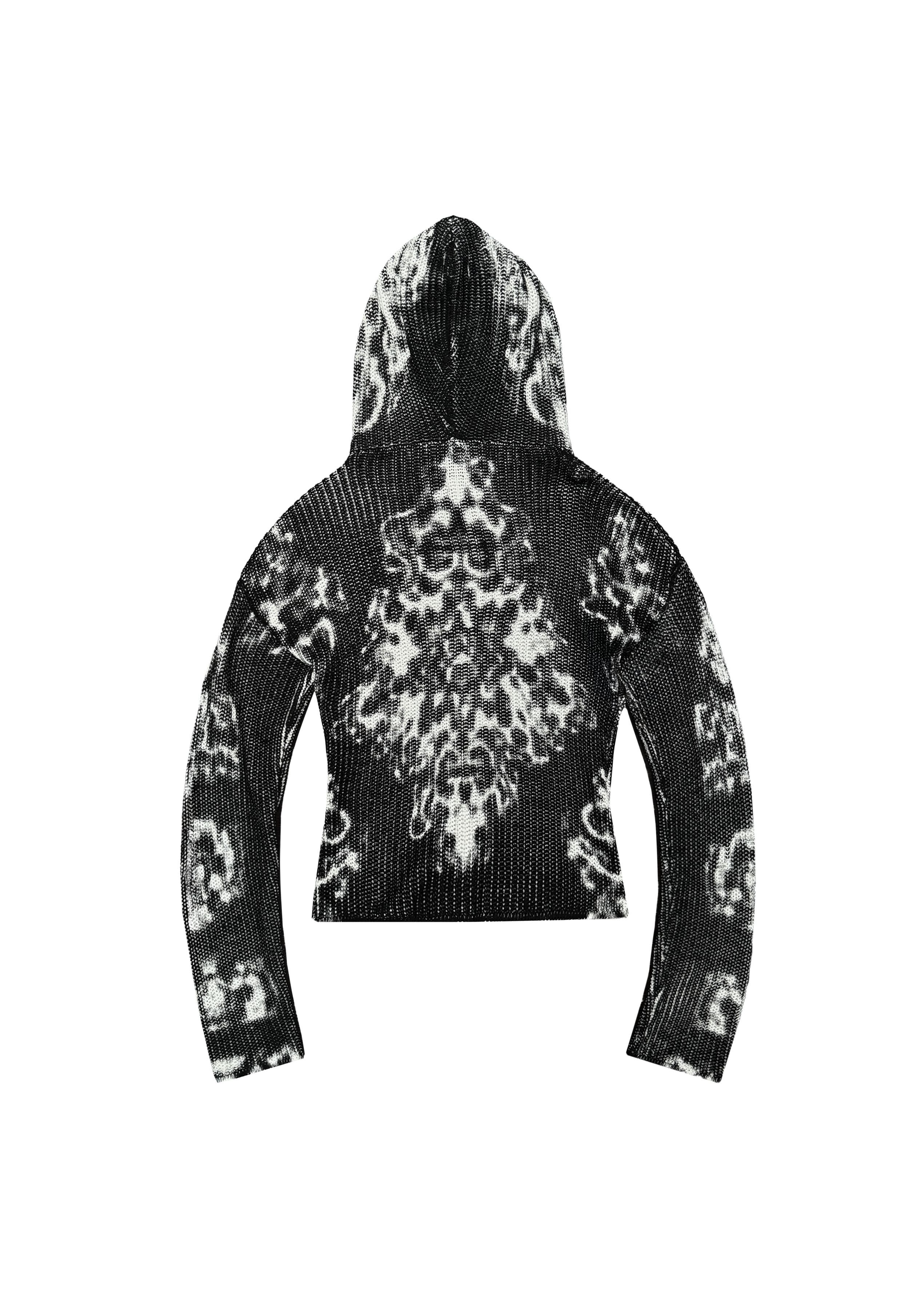 RUG KNITTED ZIP-HOODIE in BLACK