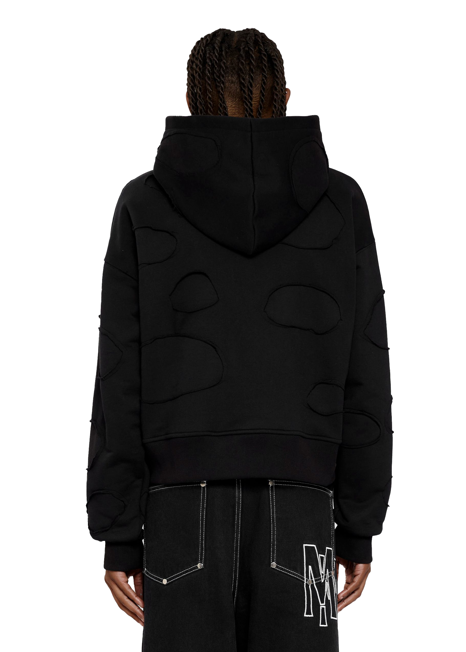 EDEC LAYERED ZIP-HOODIE in BLACK