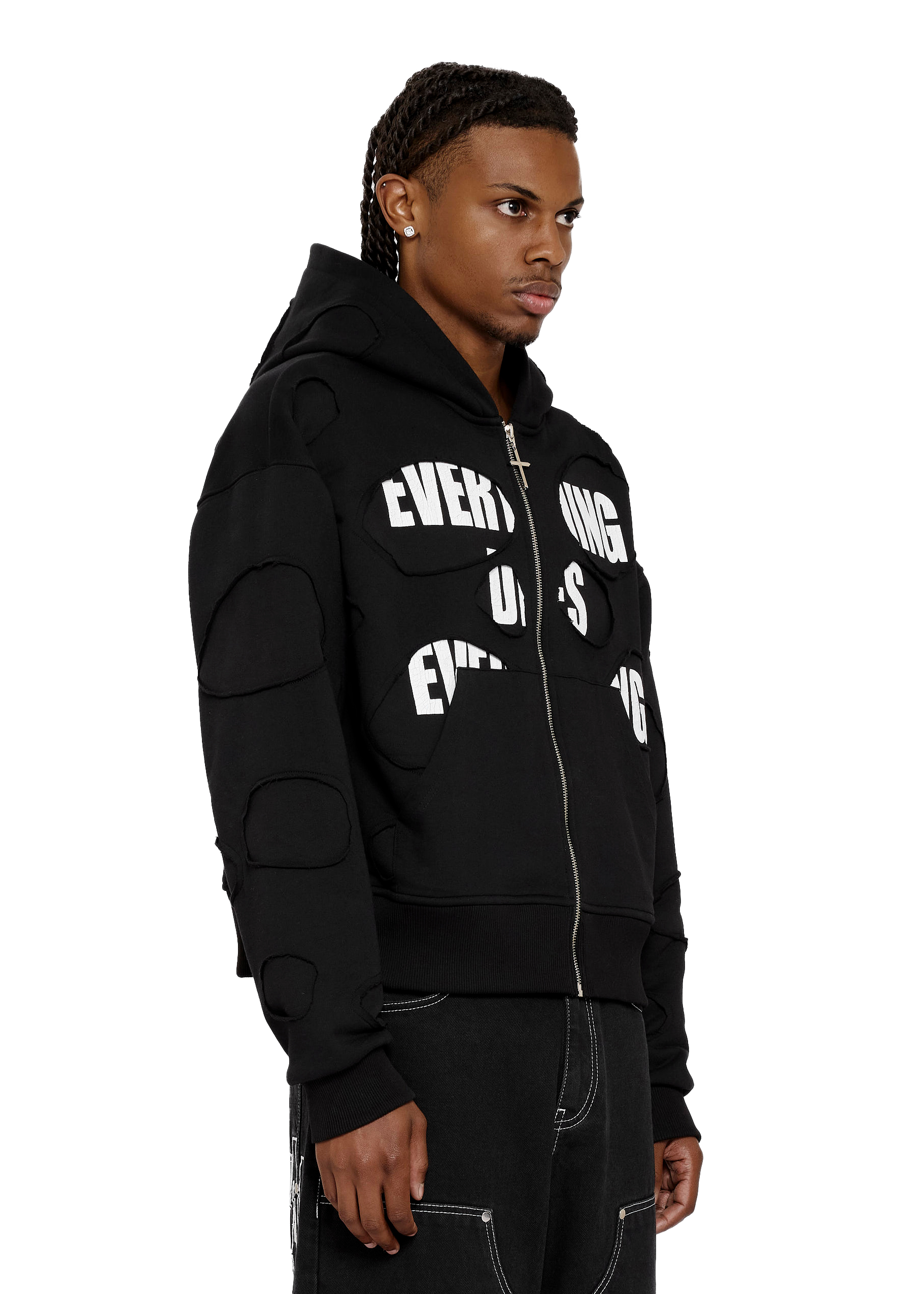 EDEC LAYERED ZIP-HOODIE in BLACK