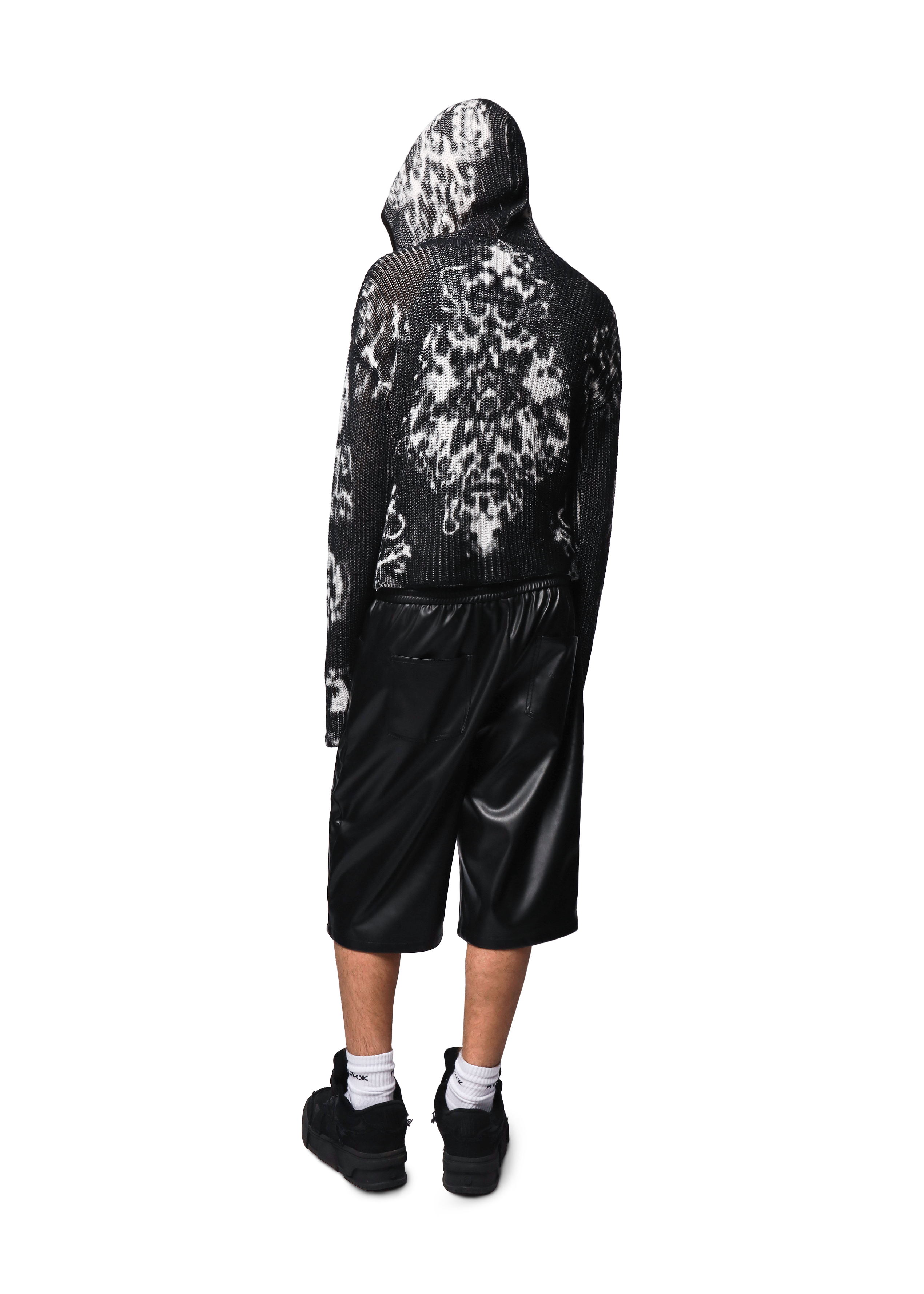 RUG KNITTED ZIP-HOODIE in BLACK