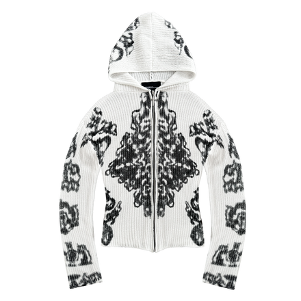 RUG KNITTED ZIP-HOODIE in WHITE