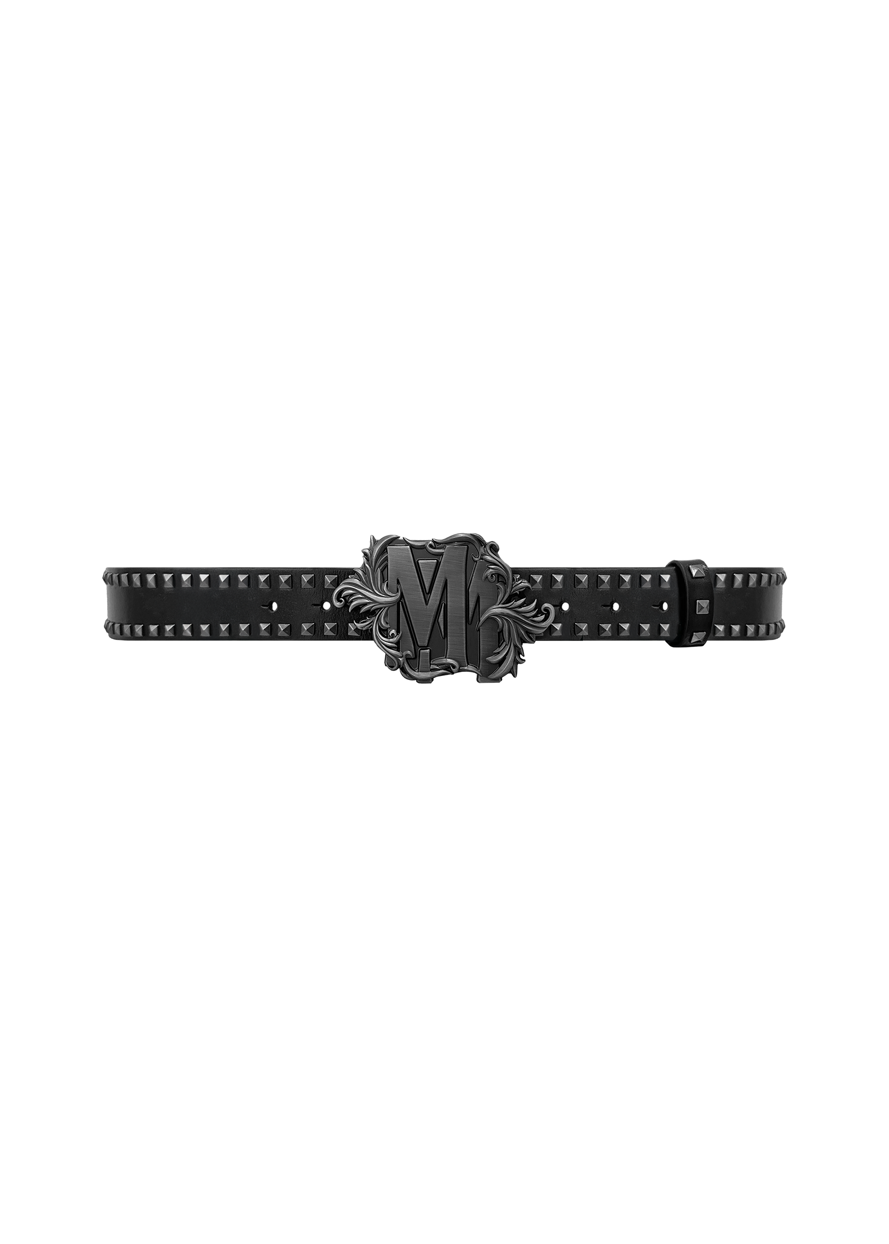 MARCELO MIRACLES LOGO BUCKLE BELT in BLACK