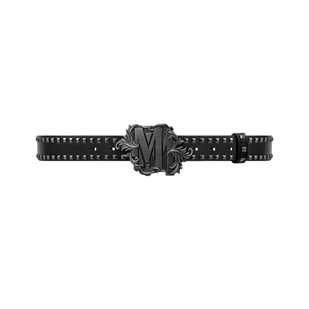 MARCELO MIRACLES LOGO BUCKLE BELT in BLACK