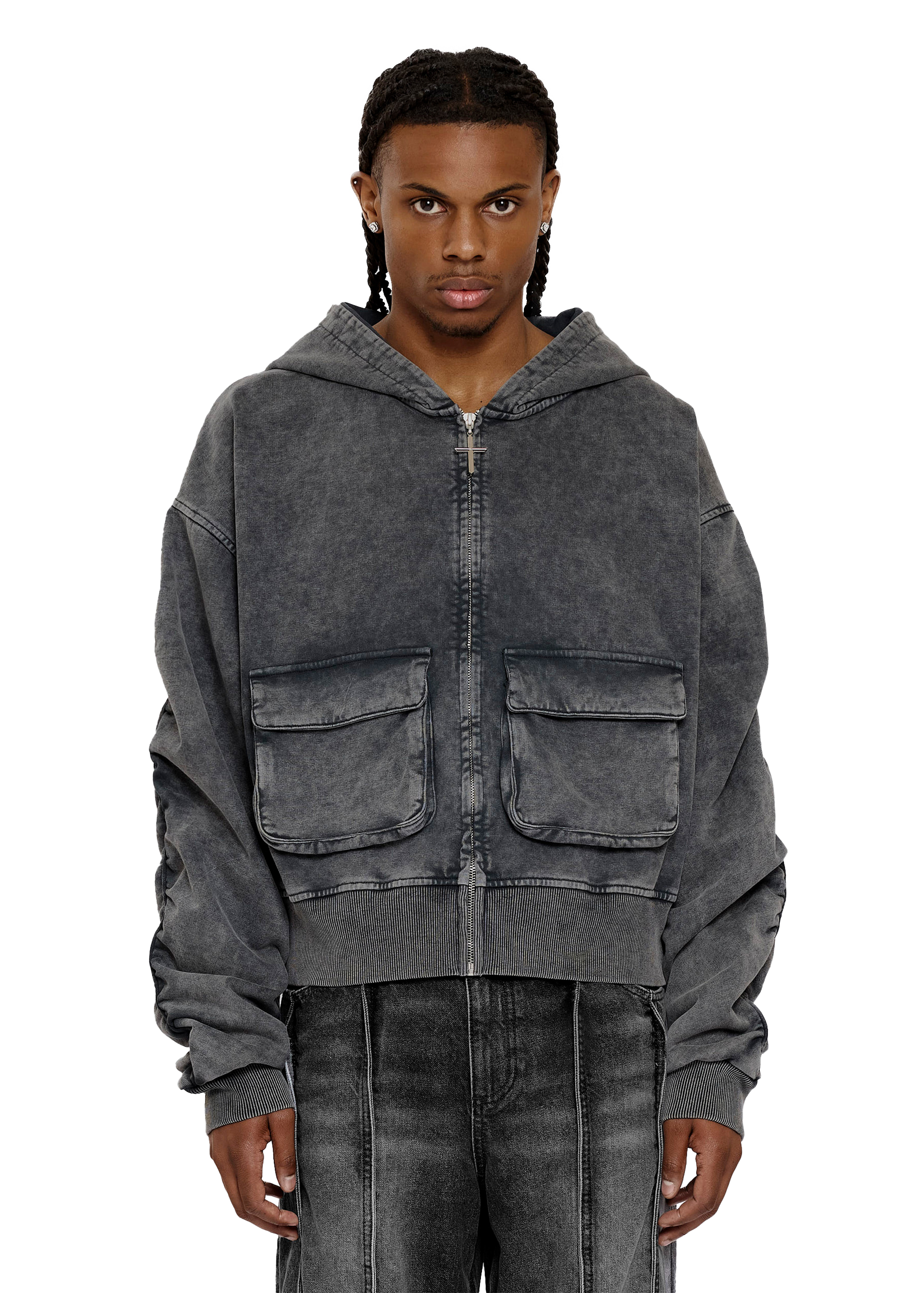 HARMONY ZIP-HOODIE in WASHED GREY