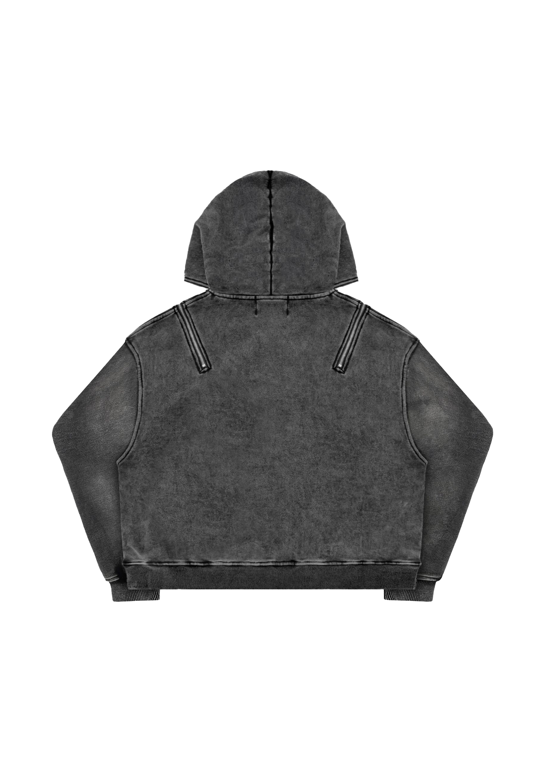 CROSS ZIPPER HOODIE in WASHED GREY