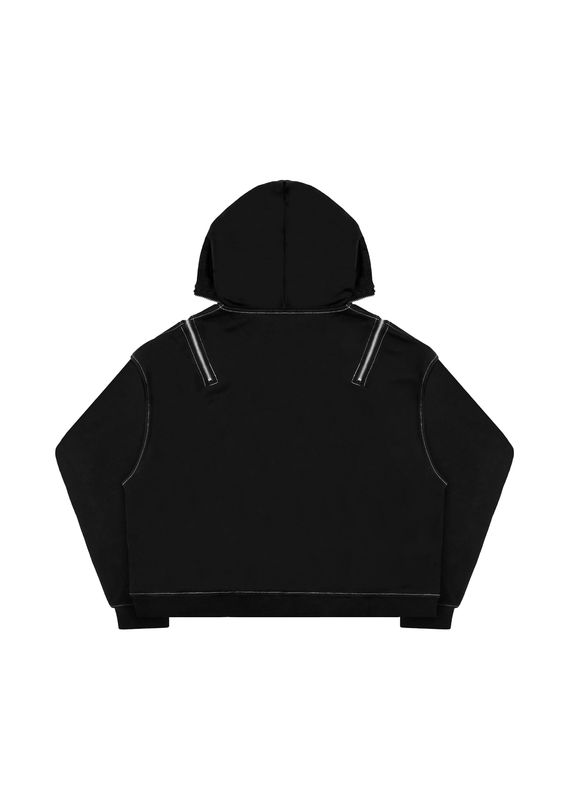 CROSS ZIPPER HOODIE in BLACK