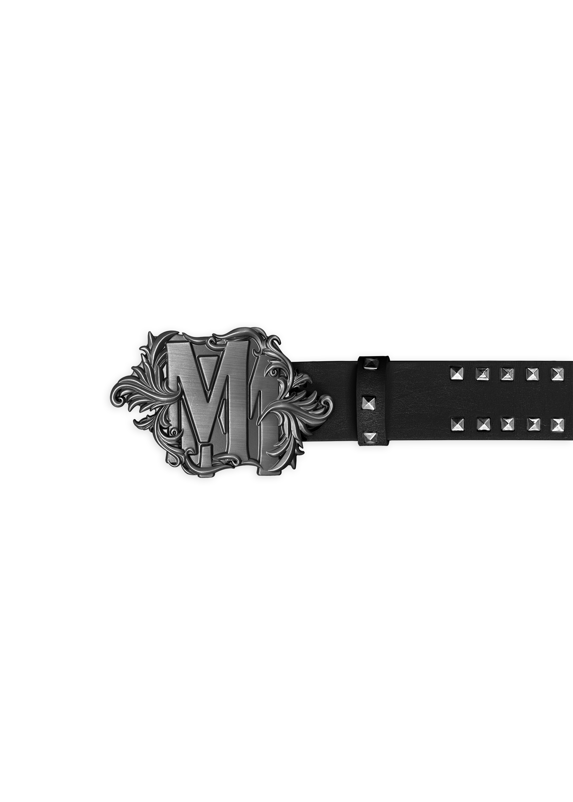 MARCELO MIRACLES LOGO BUCKLE BELT in BLACK