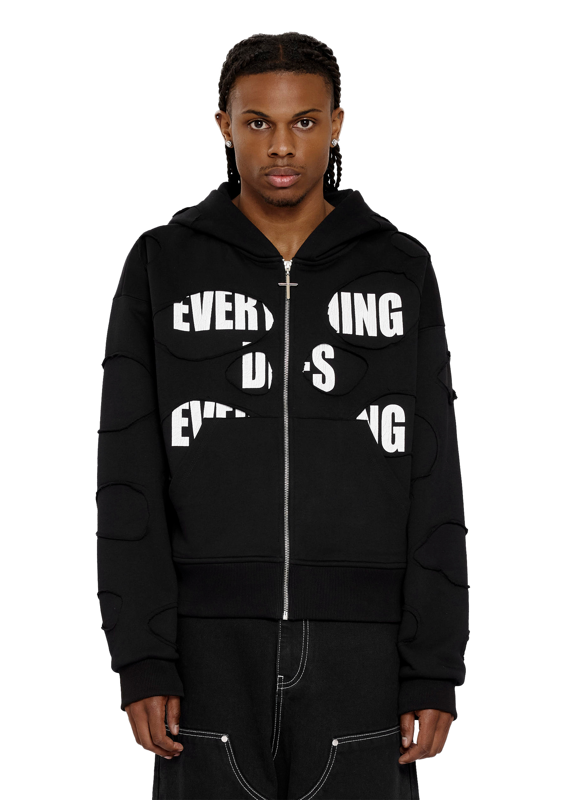 EDEC LAYERED ZIP-HOODIE in BLACK