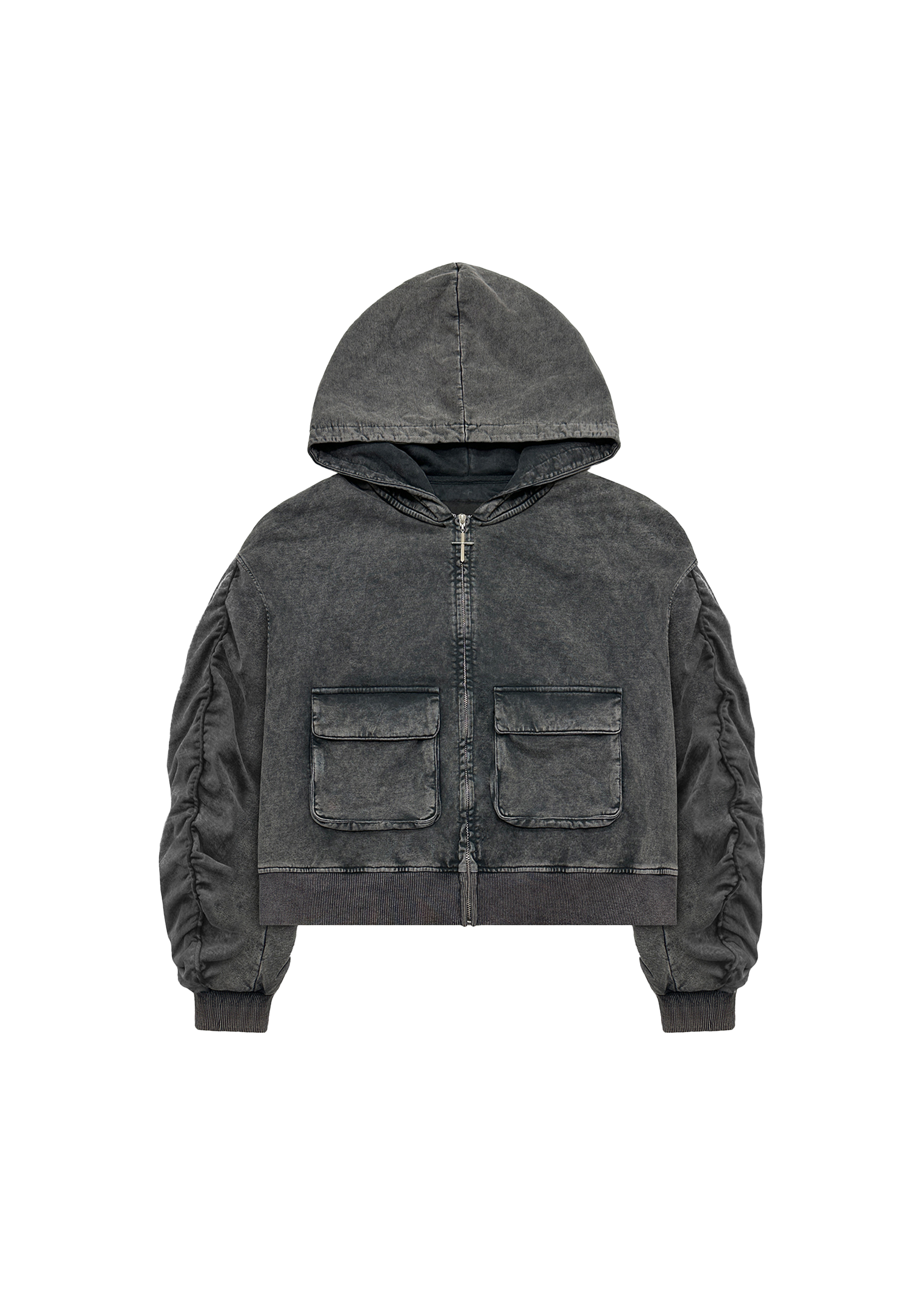 HARMONY ZIP-HOODIE in WASHED GREY