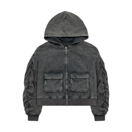 HARMONY ZIP-HOODIE in WASHED GREY