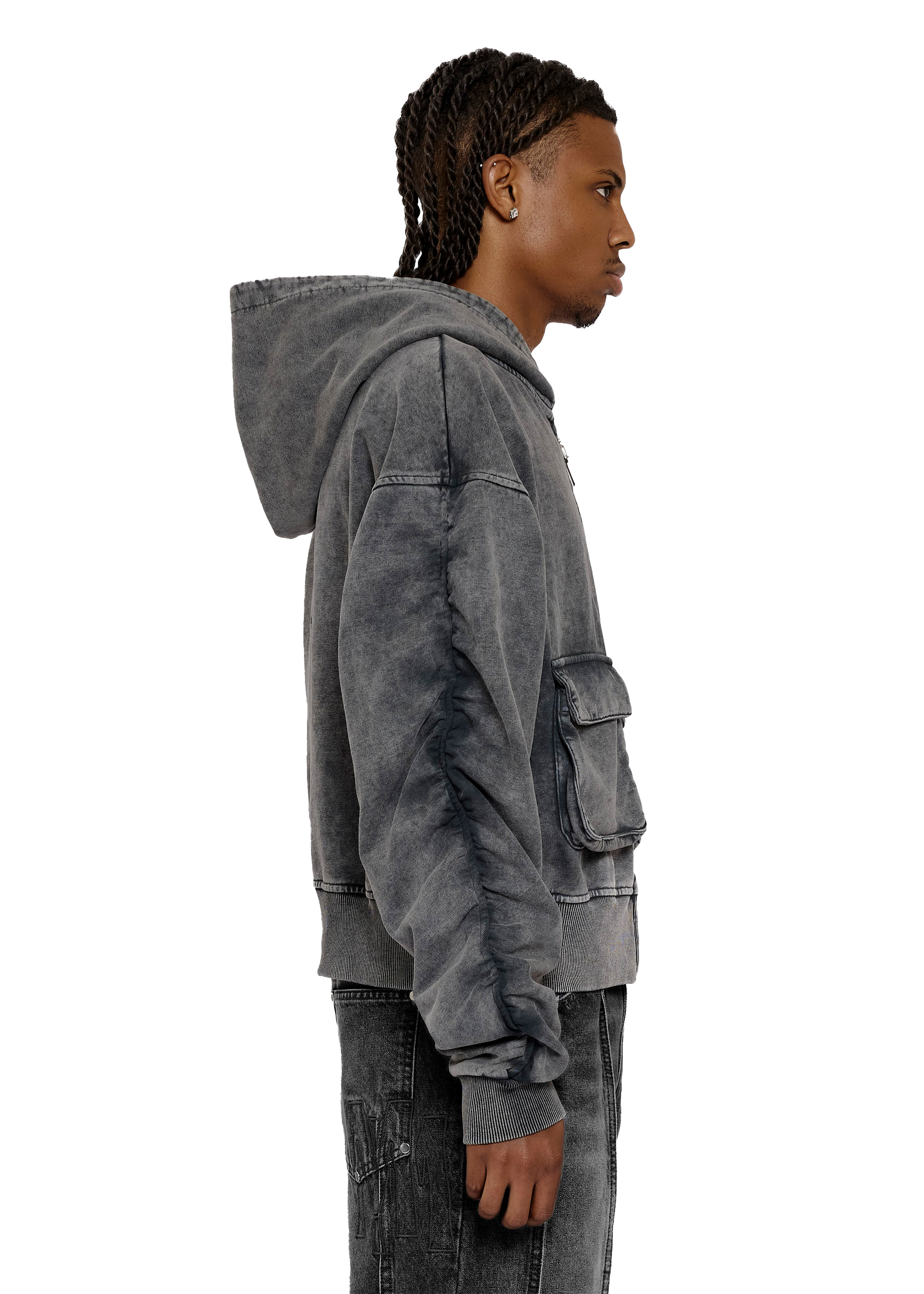 HARMONY ZIP-HOODIE in WASHED GREY