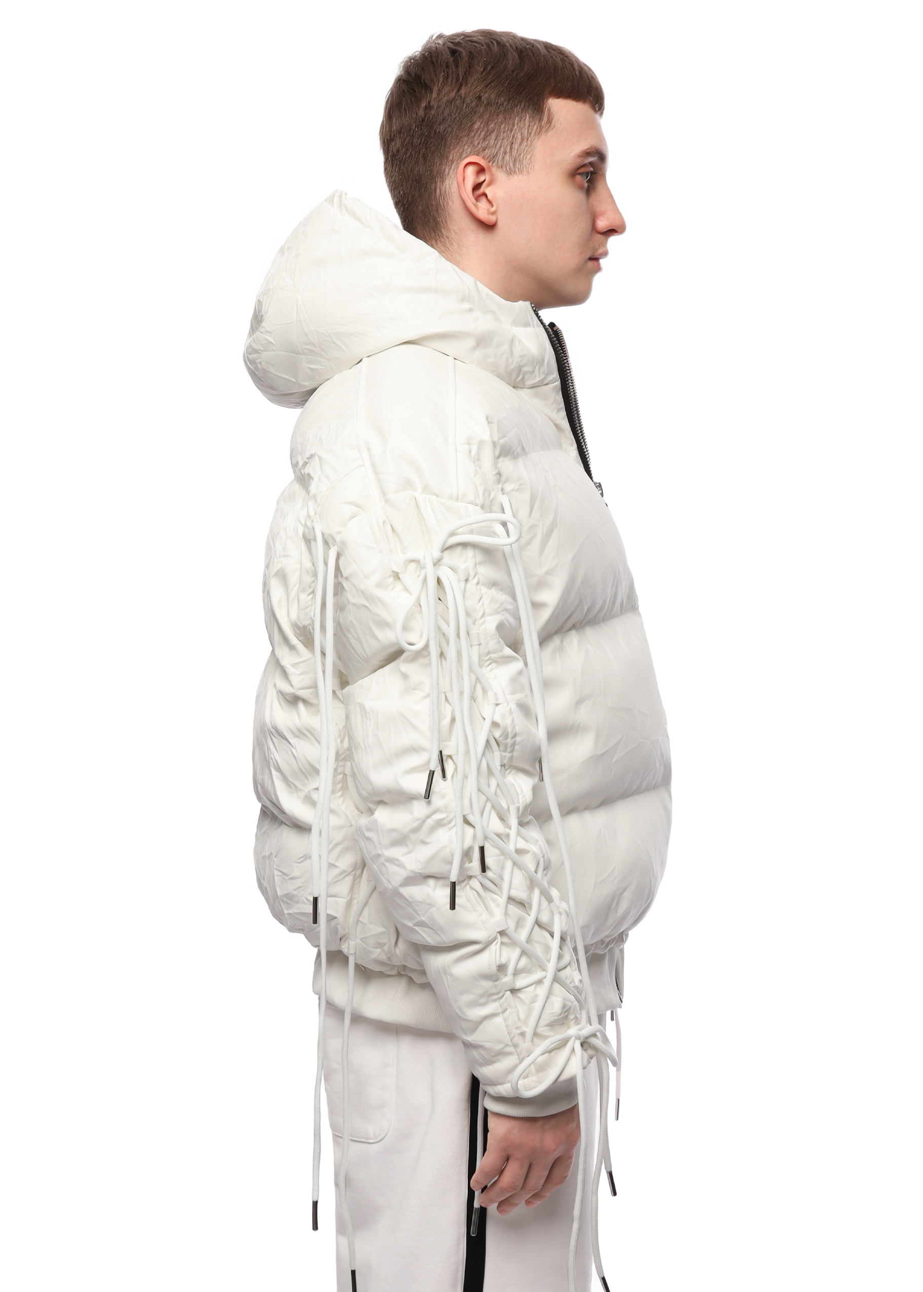 LEATHER PUFFER JACKET in WHITE